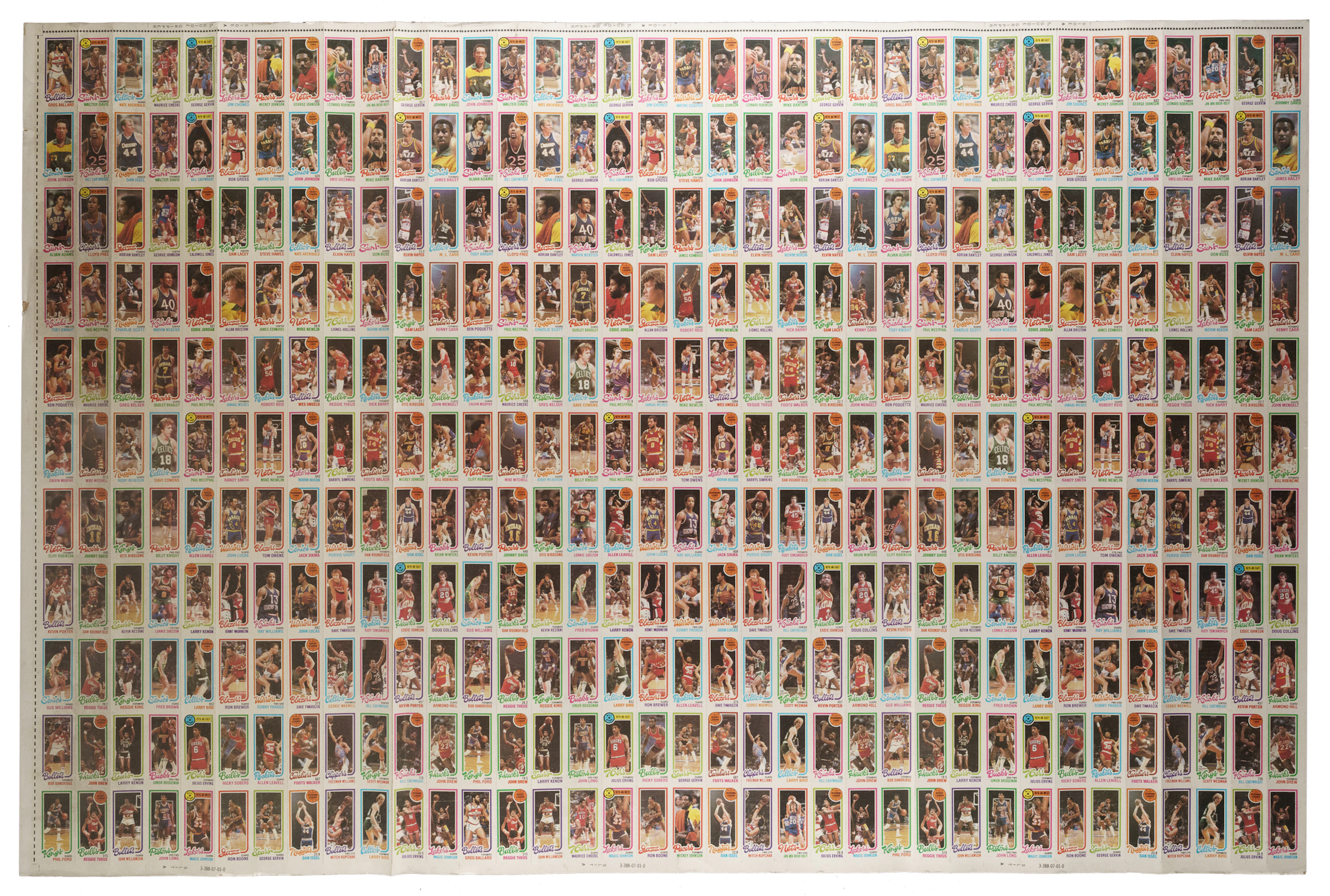1980-1981 Topps Basketball Complete Set on Two Uncut Sheets with Two