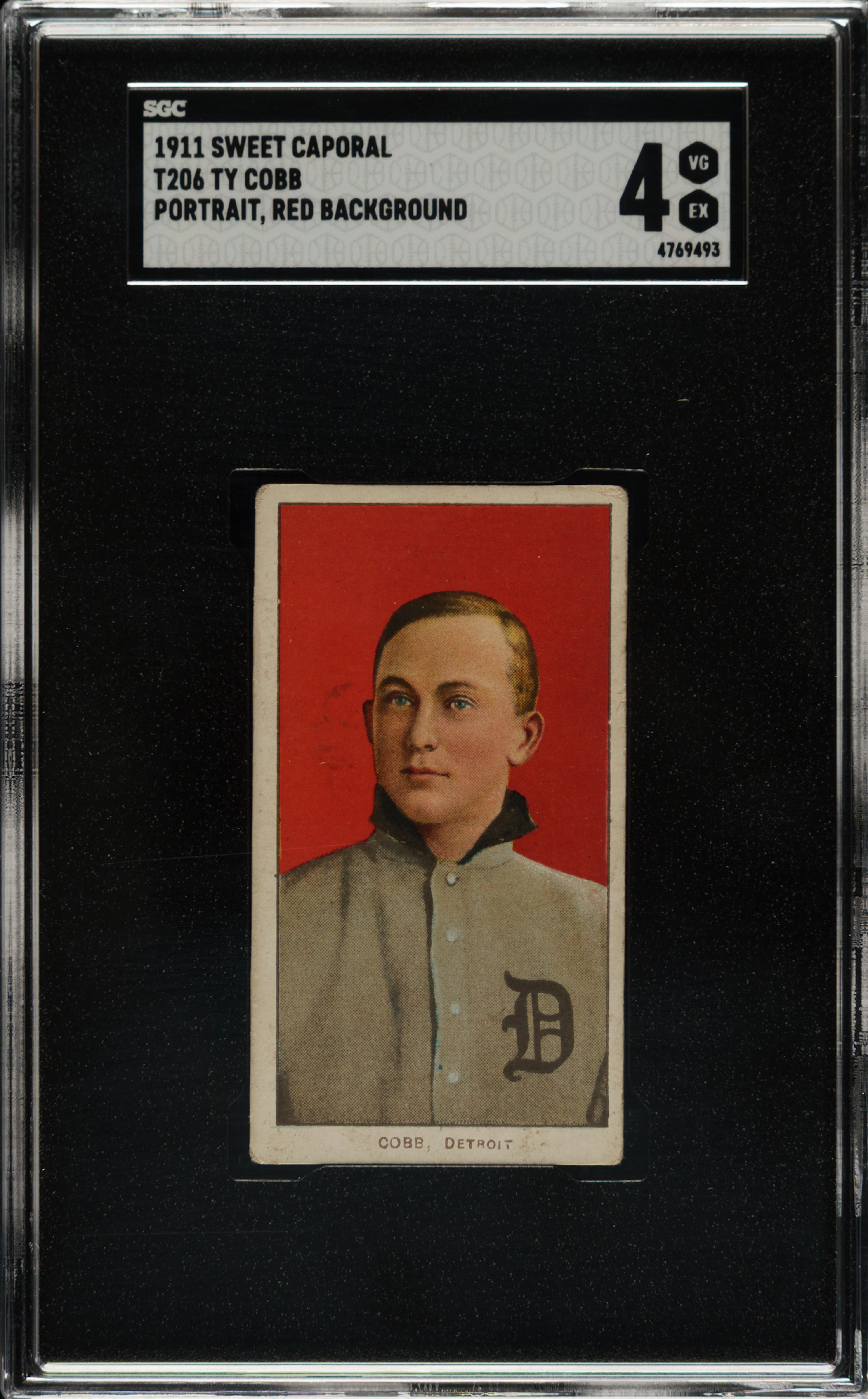 1909-1911 T206 White Border Ty Cobb Portrait Red Background SGC VG/EX 4