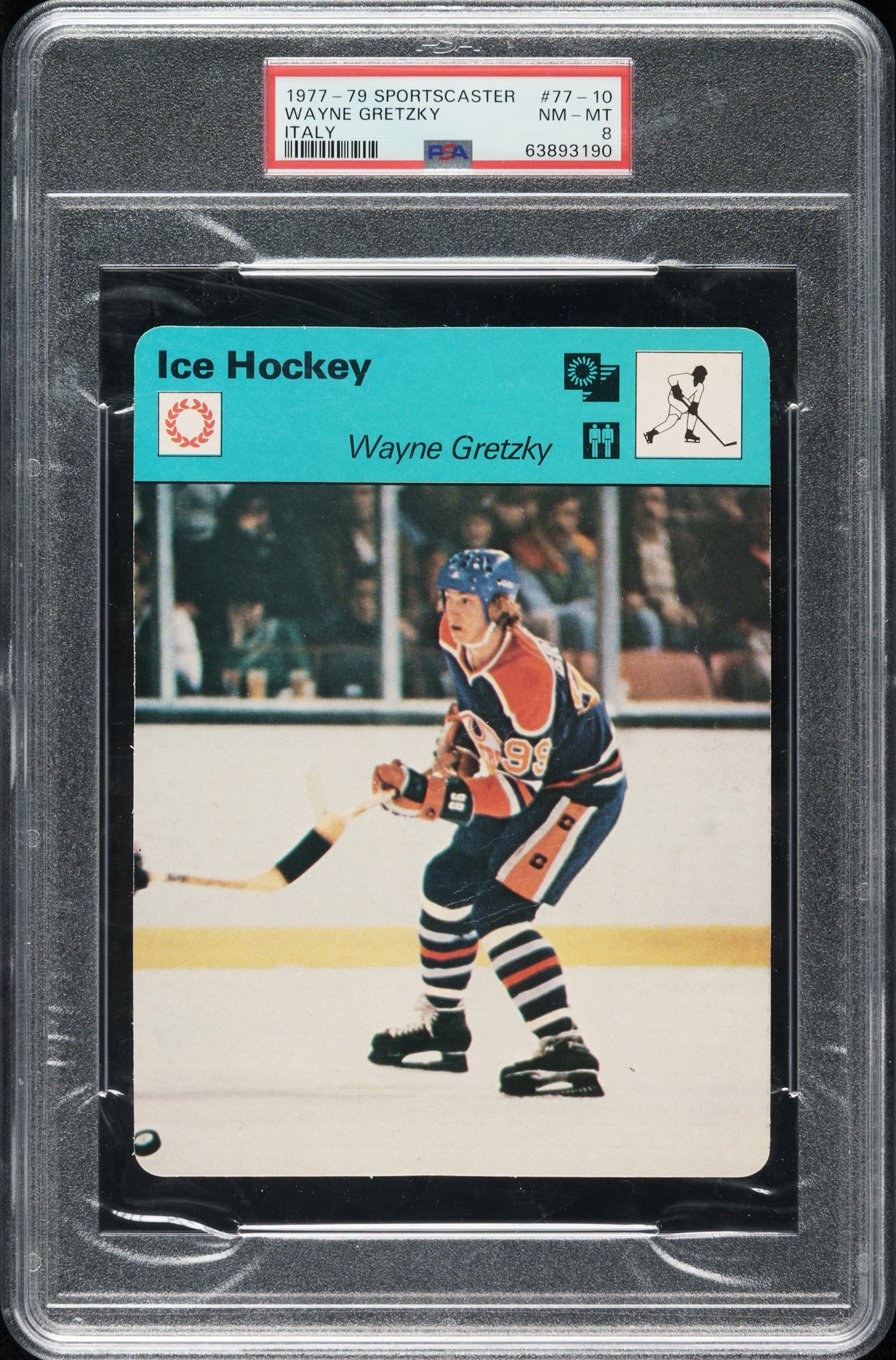 1977-1979 Sportscaster Italy Hockey #77-10 Wayne Gretzky Rookie PSA NM-MT 8