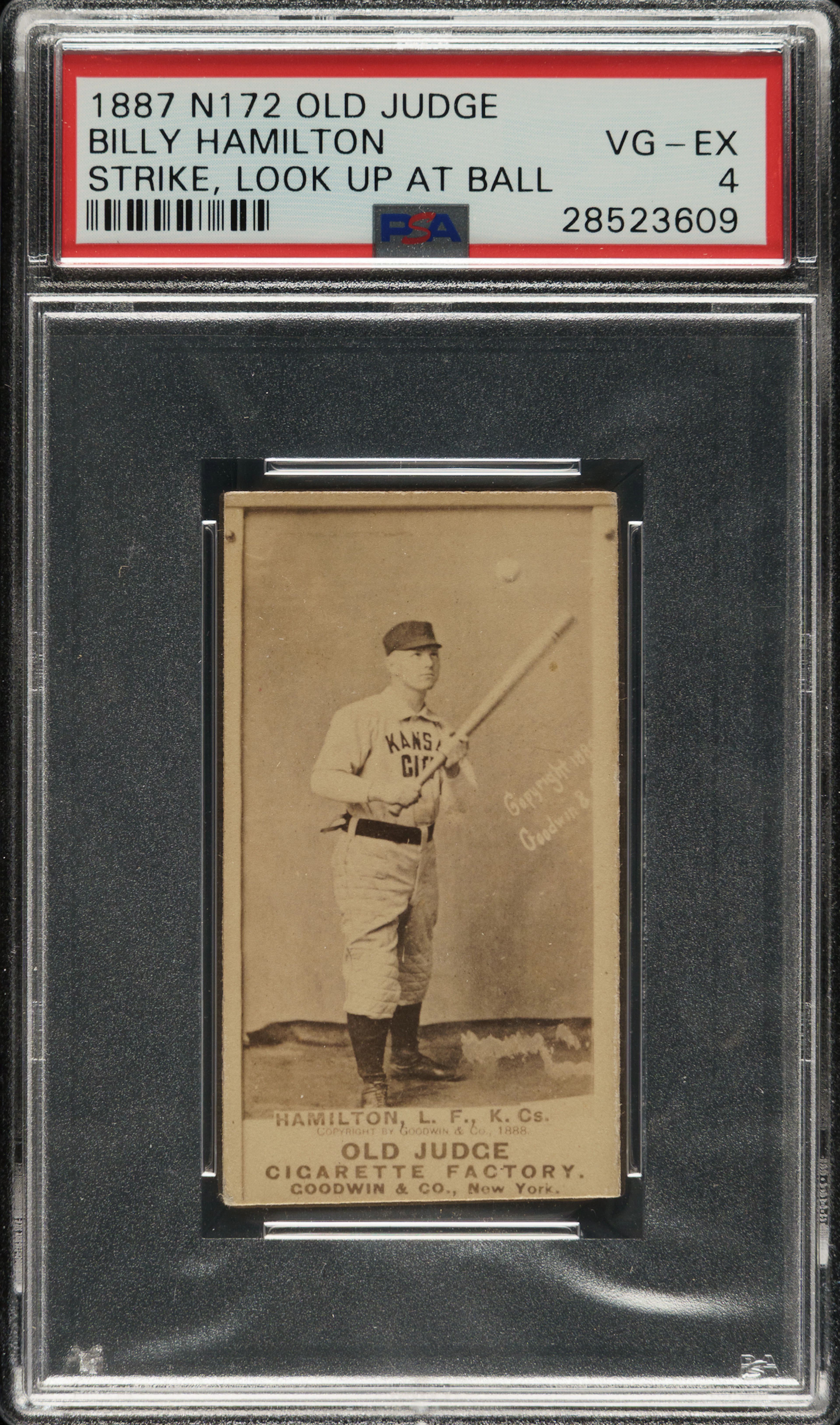 1889 N172 Old Judge Billy Hamilton Rookie PSA VG-EX 4