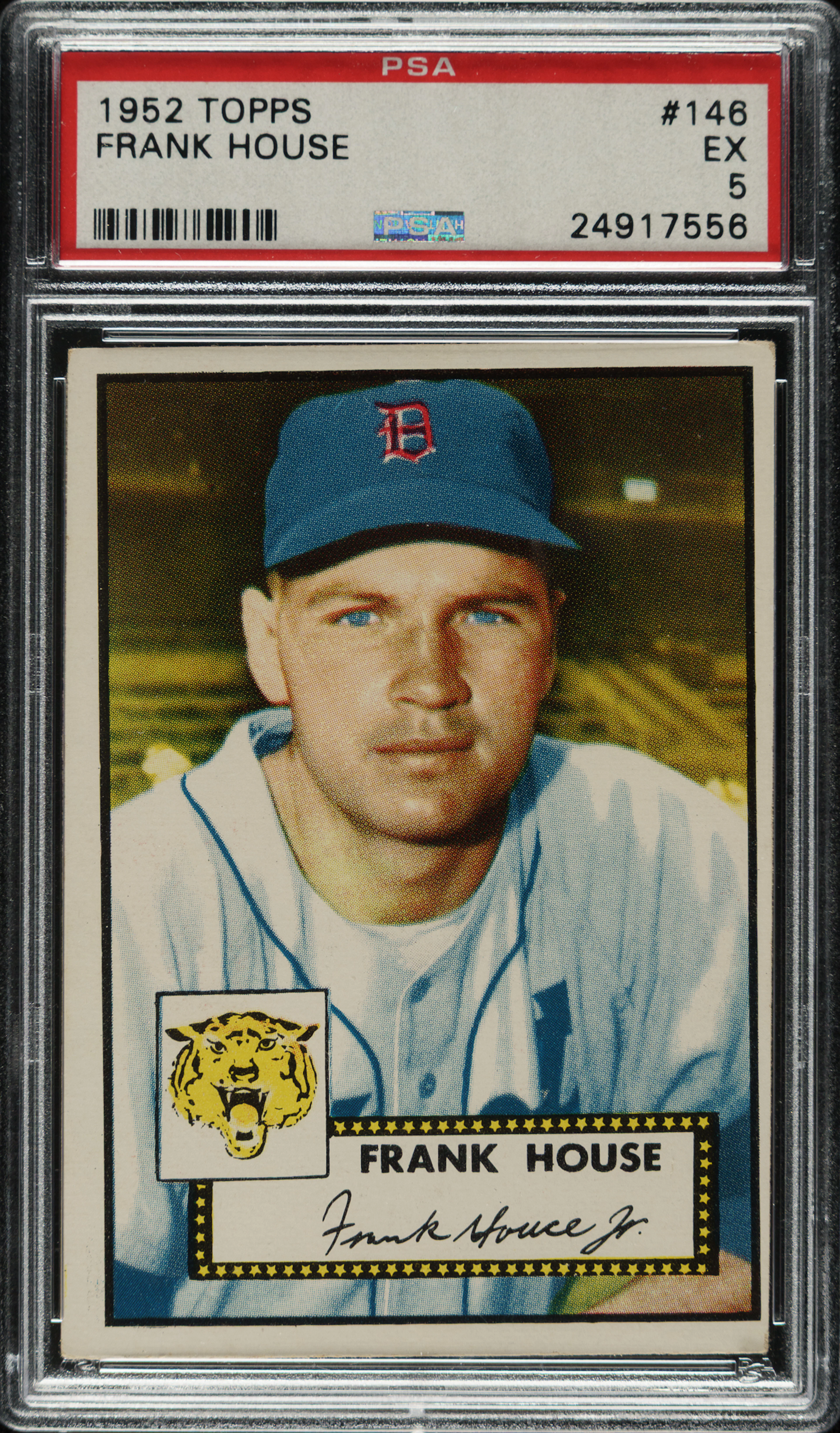 1952 Topps #146 Frank House PSA EX 5 - Rare "Yellow Tigers Logo" Variation