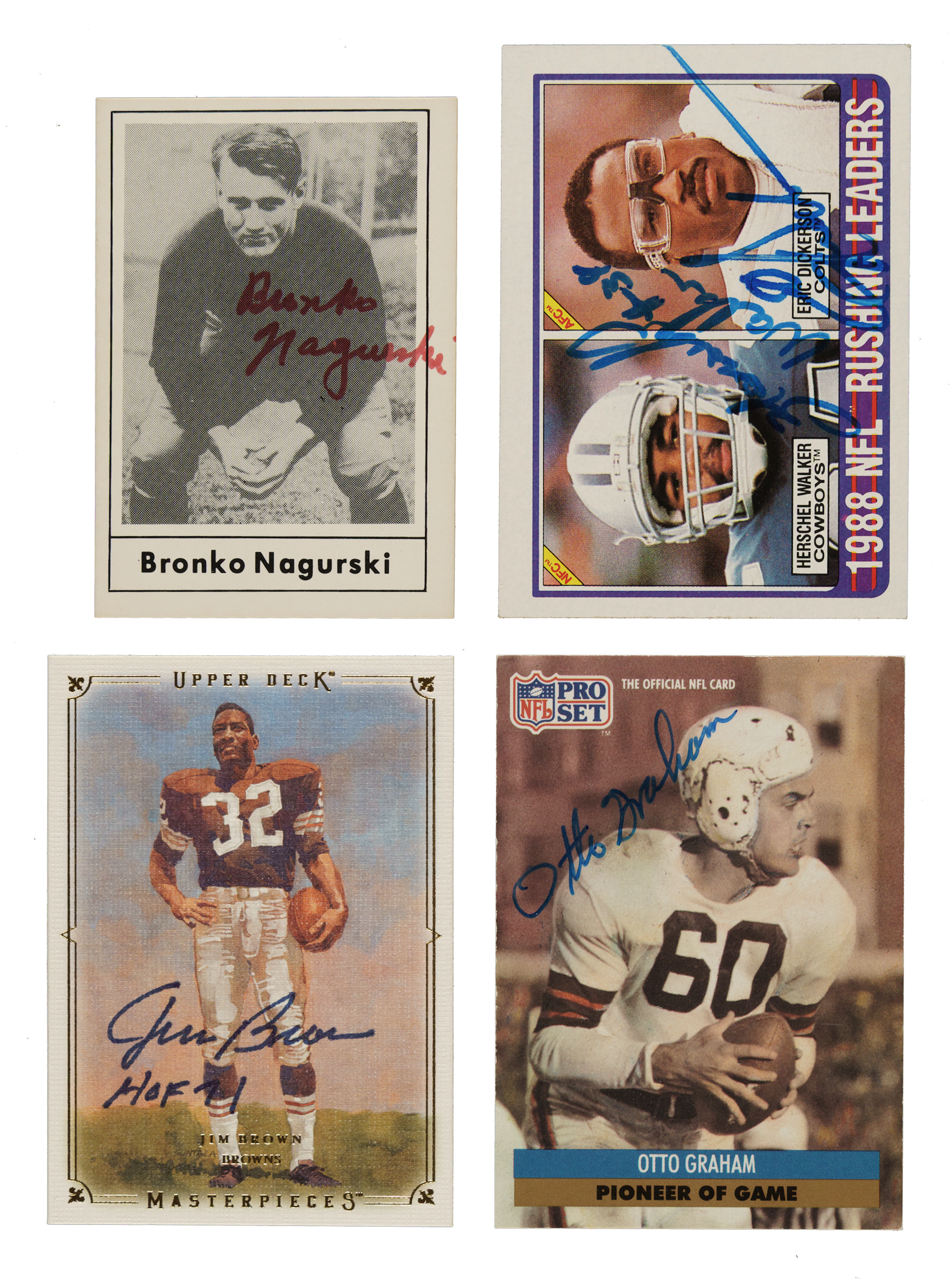 Signed 1950s to 2000s Topps, Fleer, Leaf and Bowman Football Hall
