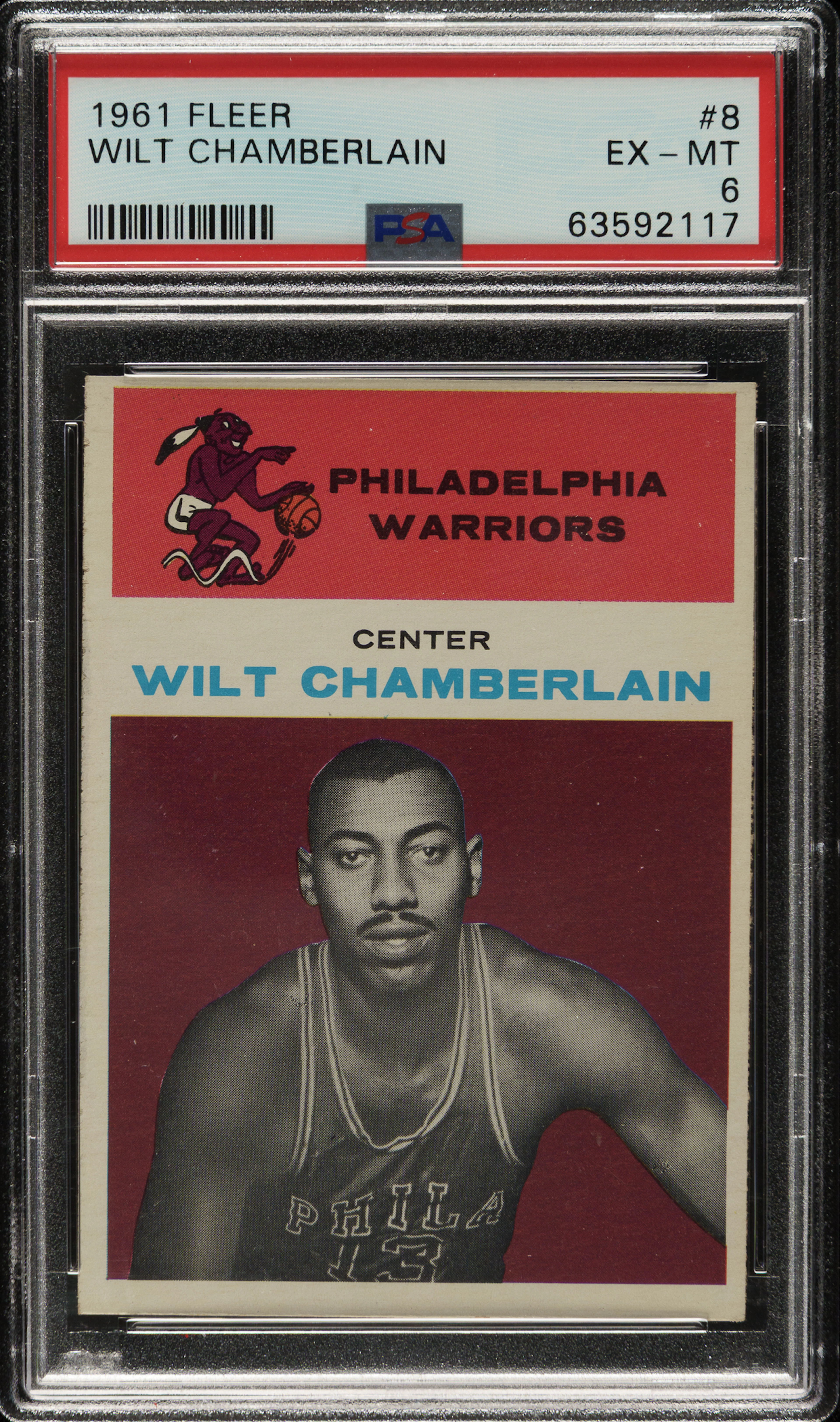 1961-1962 Fleer Basketball #8 Wilt Chamberlain Rookie PSA EX-MT 6