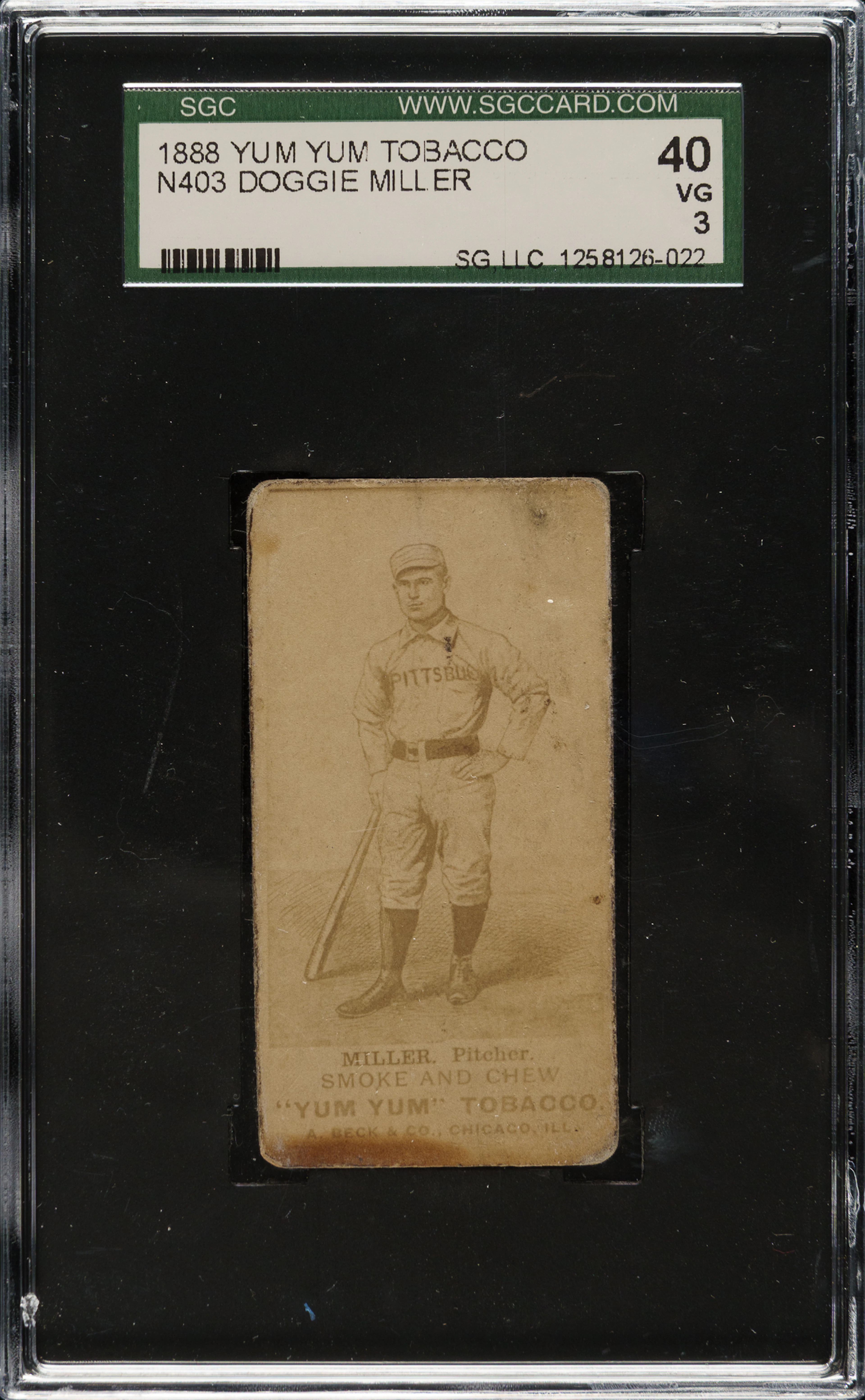 1888 N403 Yum Yum Tobacco Doggie Miller SGC VG 40 - 1 of 2 - Highest Graded!