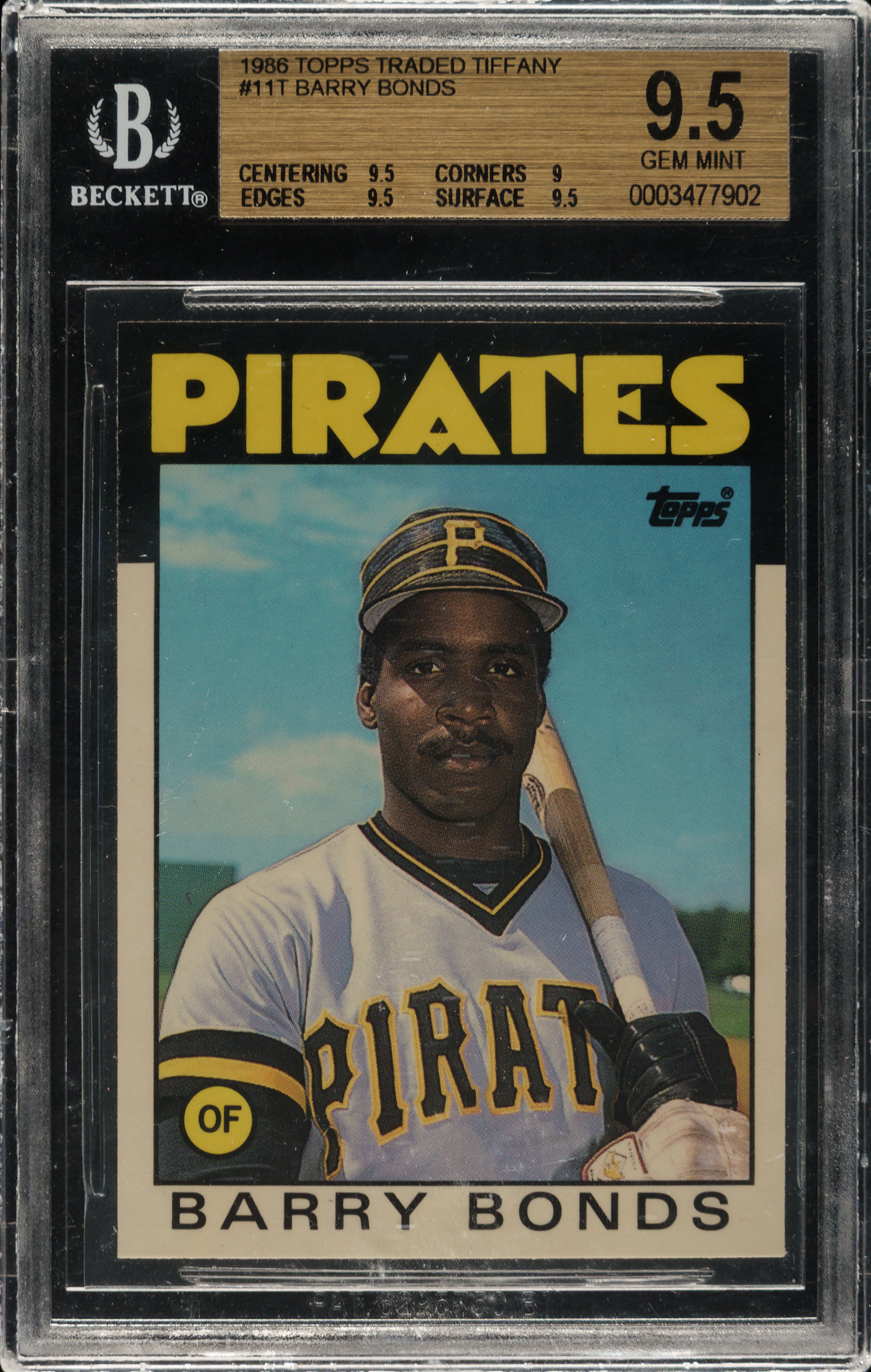1986 Topps Traded Tiffany #11T Barry Bonds Rookie BGS GEM MINT 9.5