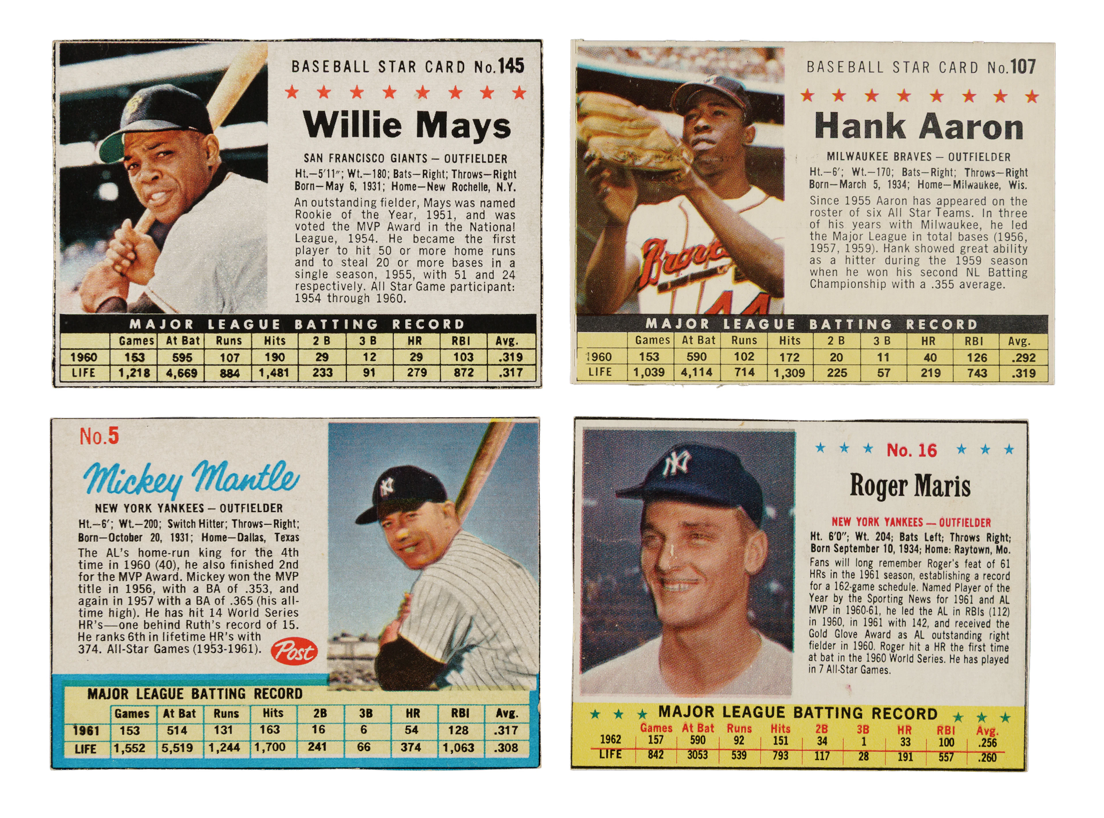 1961 to 1963 Post Cereal and Jell-O Collection (288) Including 53