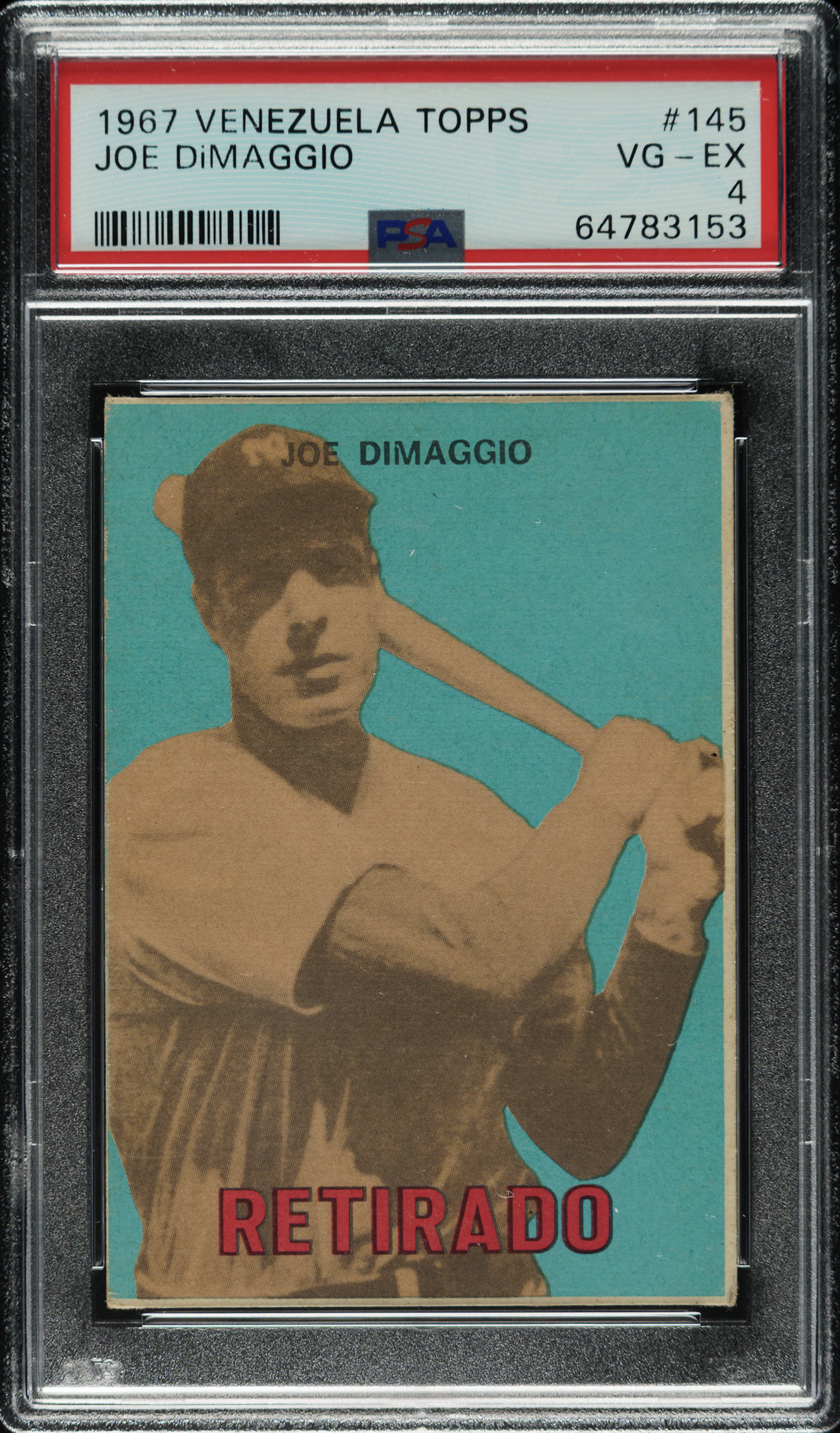 1967 Topps Venezuela "Retirado" #145 Joe DiMaggio PSA VG-EX 4