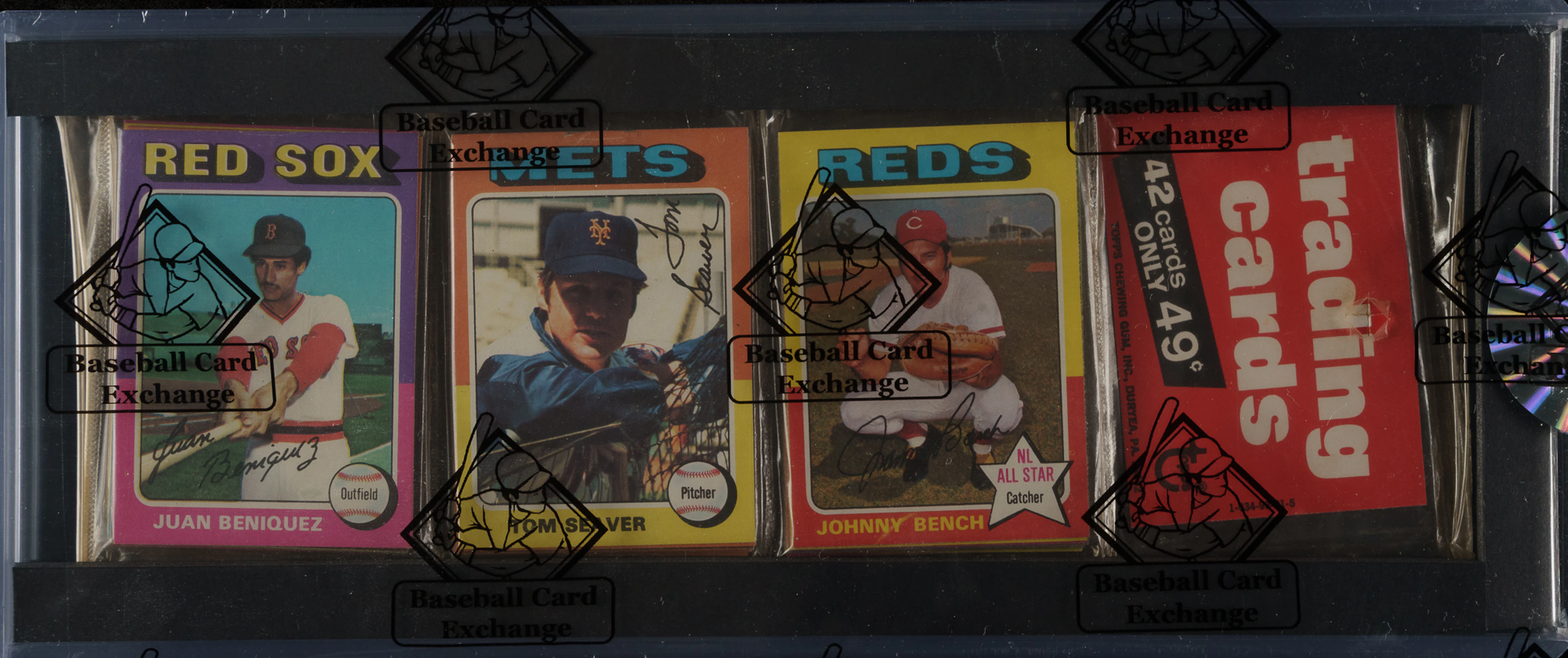 1975 Topps Unopened Rack Pack - Tom Seaver and Johnny Bench on Top