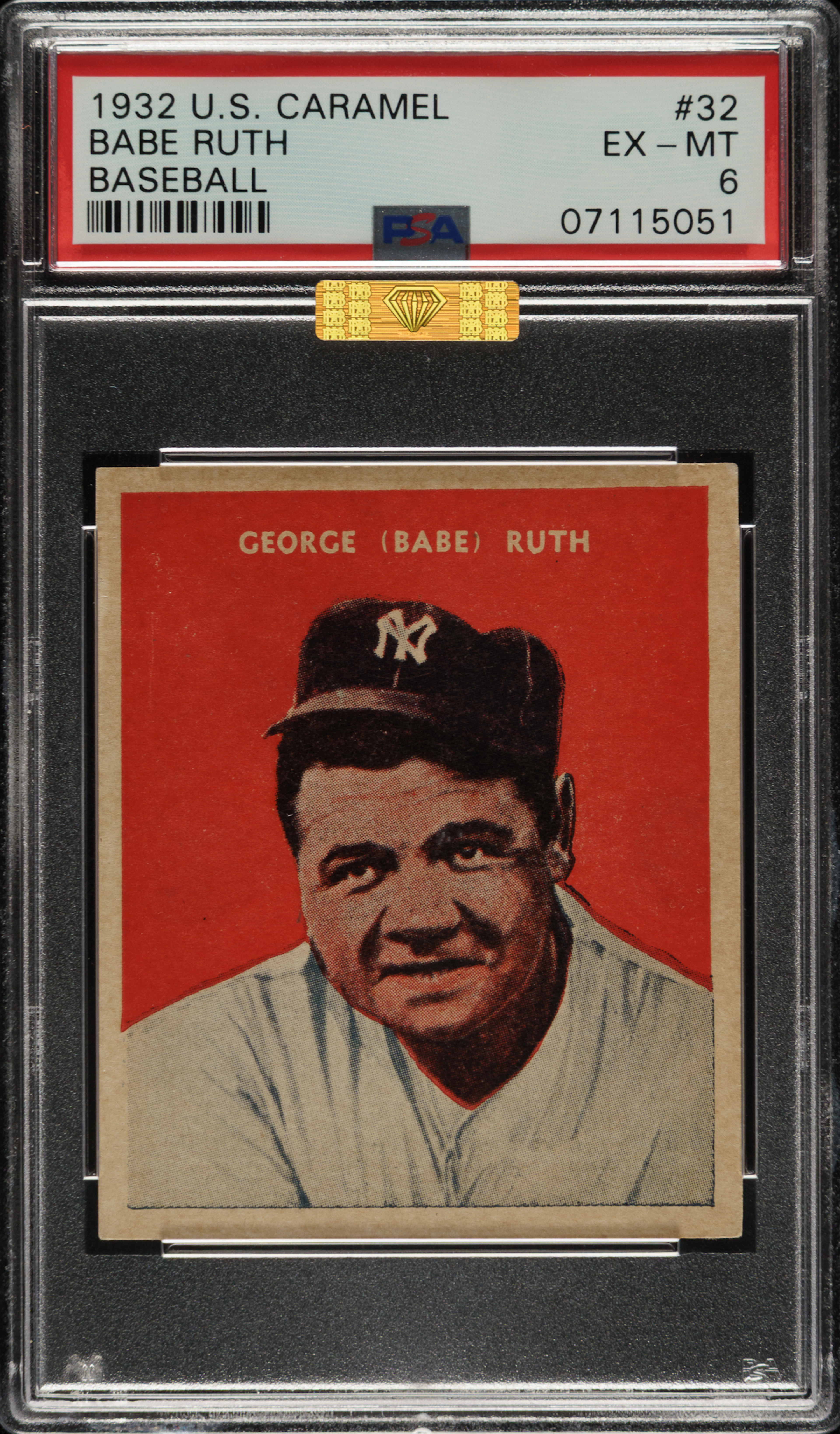 1932 R328 U. S. Caramel #32 Babe Ruth PSA EX-MT 6 (MBA Gold Diamond)