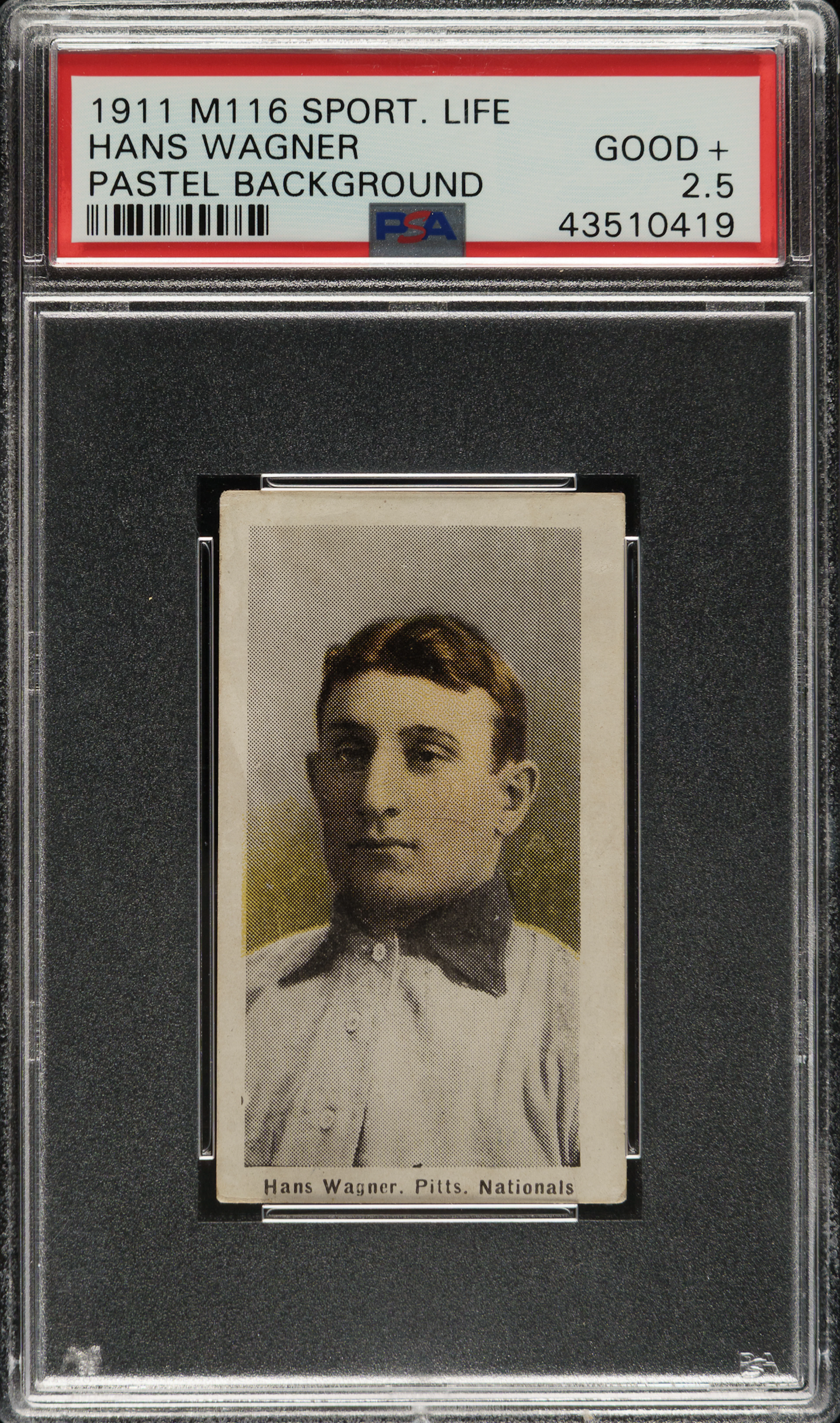 1910-1911 M116 Sporting Life Honus Wagner Pastel Background PSA GOOD+ 2.5