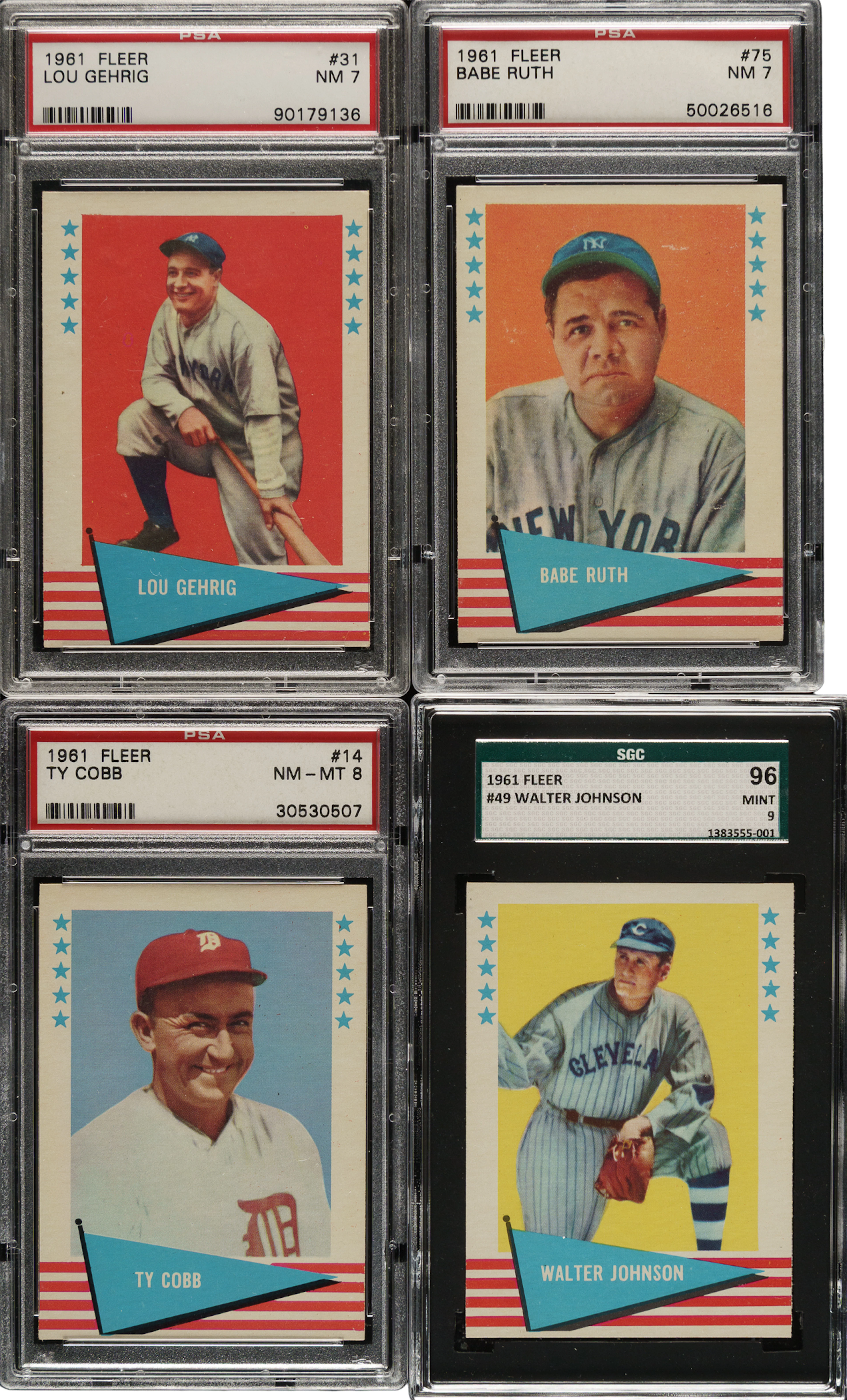 1961-1962 Fleer All-Time Greats PSA- and SGC-Graded Complete Set (154)