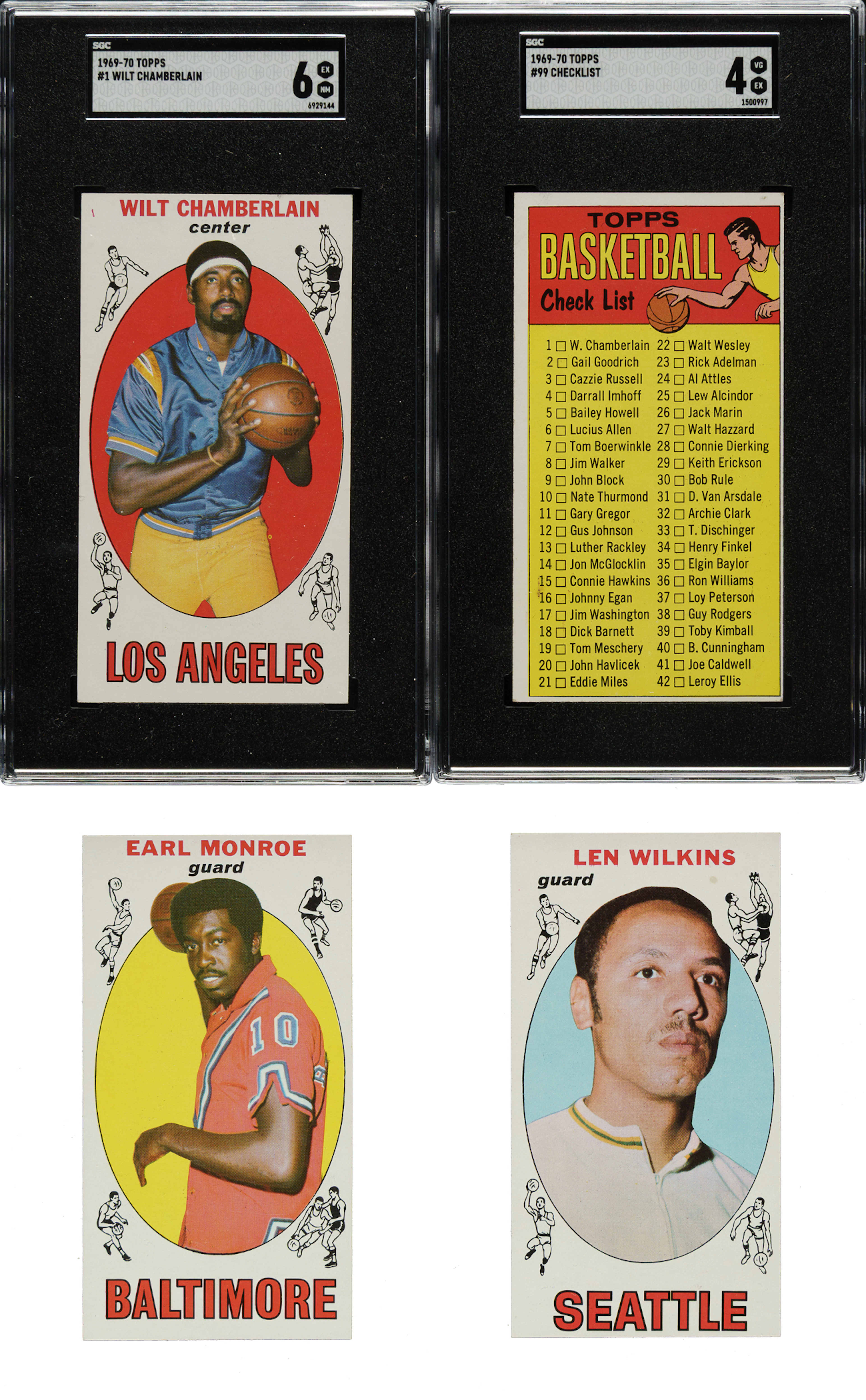 1969 Topps Basketball Collection (21) Including #1 Wilt Chamberlain SGC EX/NM 6