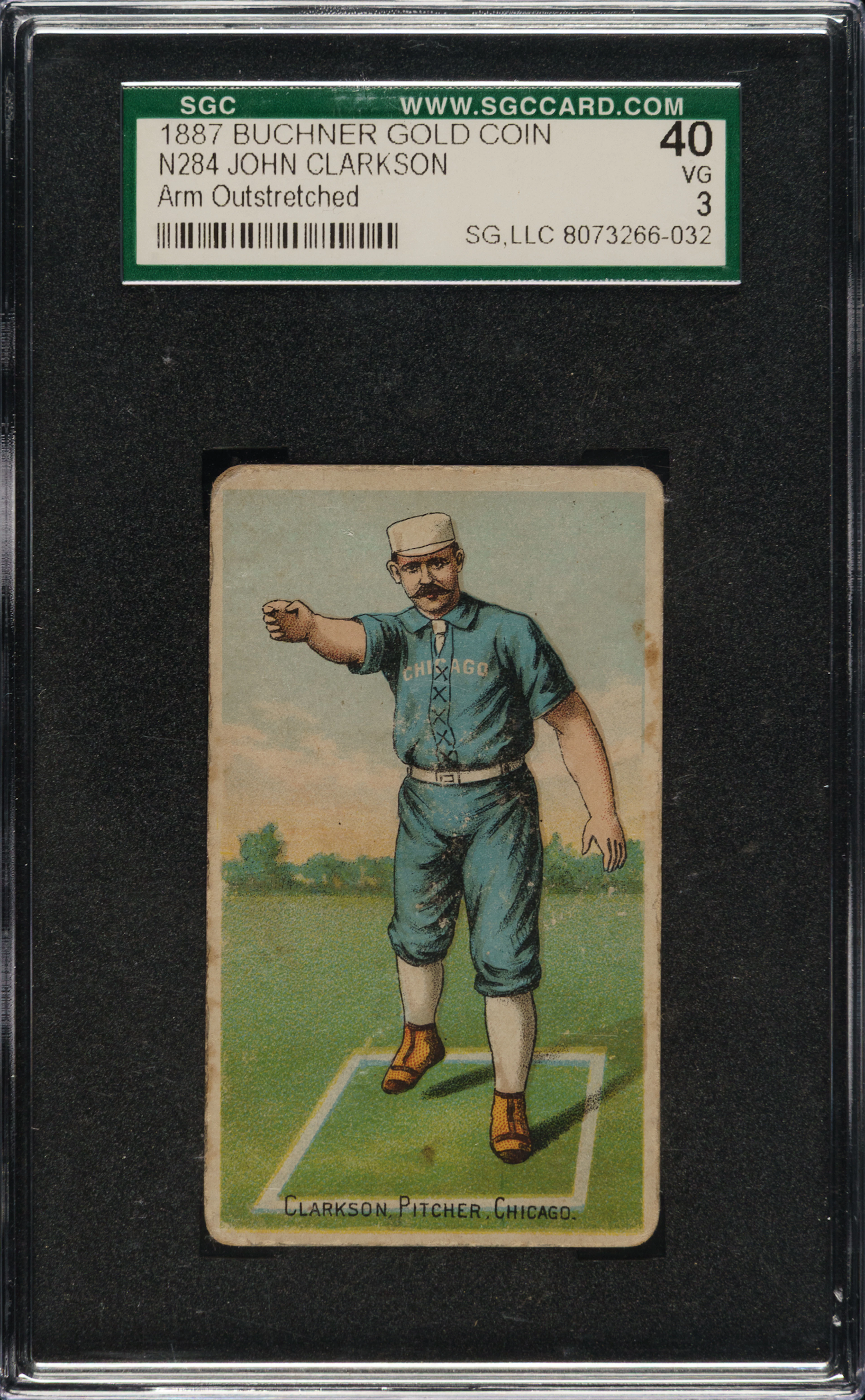 1887 N284 Buchner Gold Coin John Clarkson Arm Outstretched SGC VG