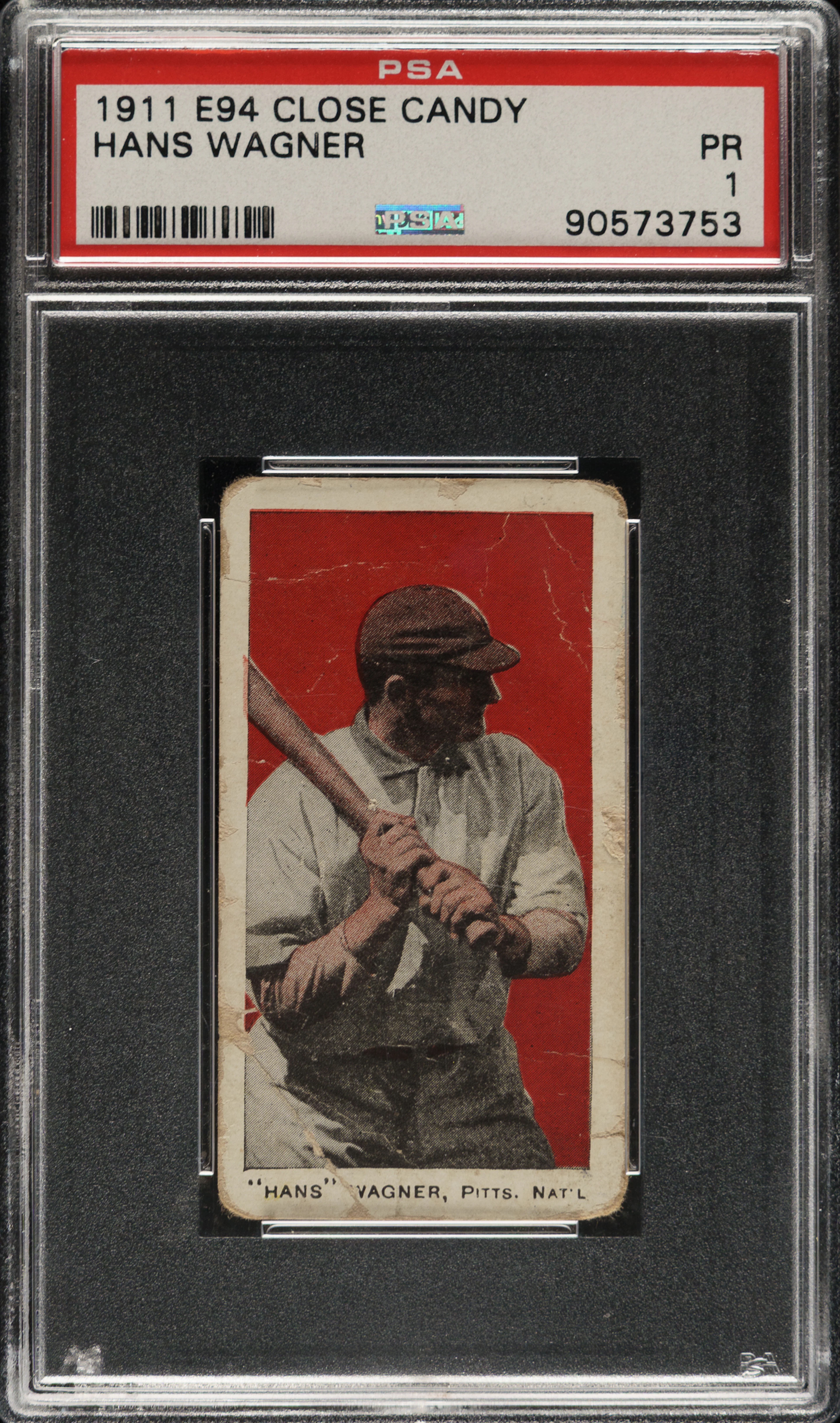 1911 E94 George Close Candy Honus Wagner PSA POOR 1 - Red Background