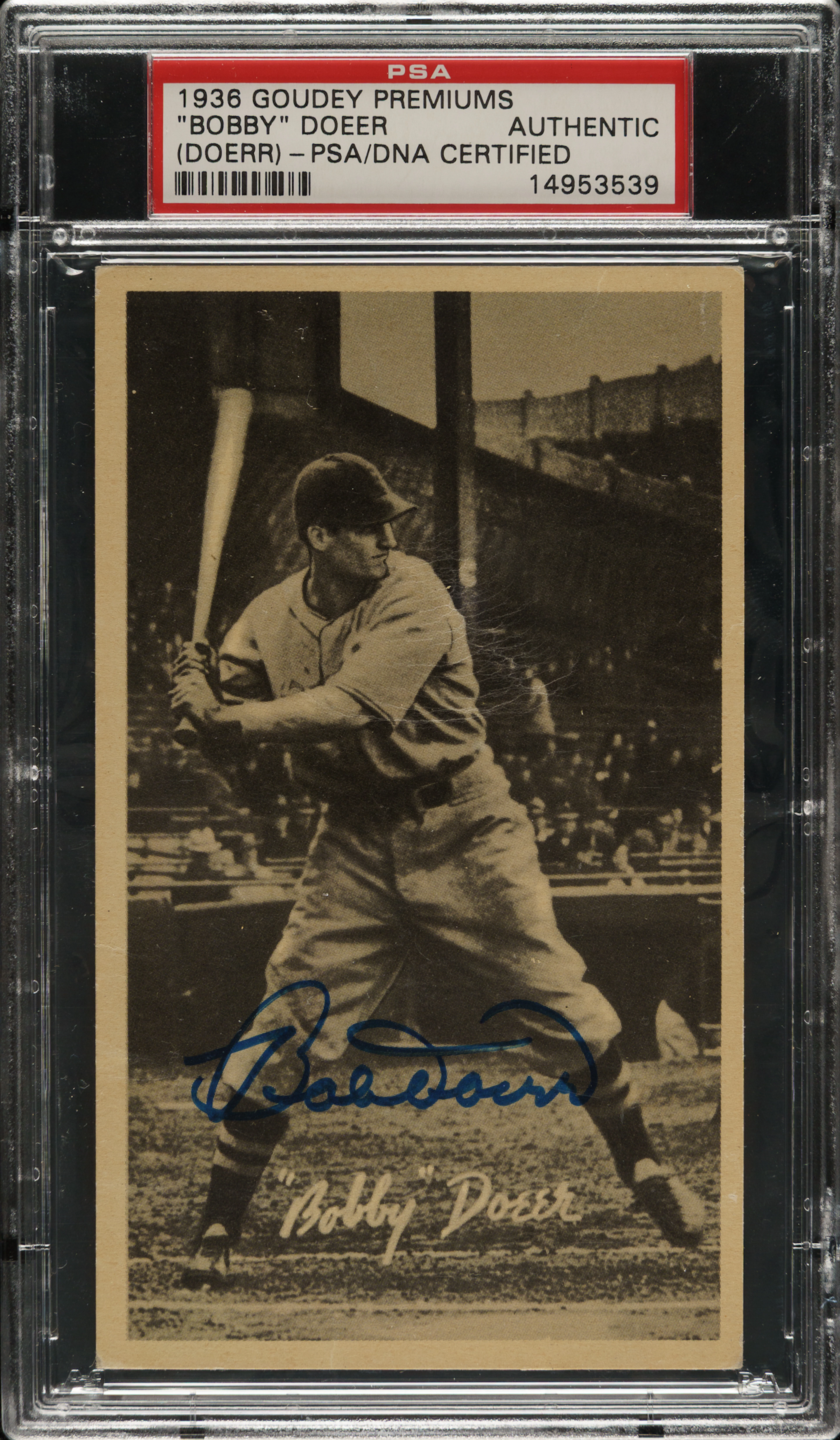 Signed 1937 R314 Goudey Wide Pen Premiums Type 4 Bobby Doerr Rookie - PSA/DNA