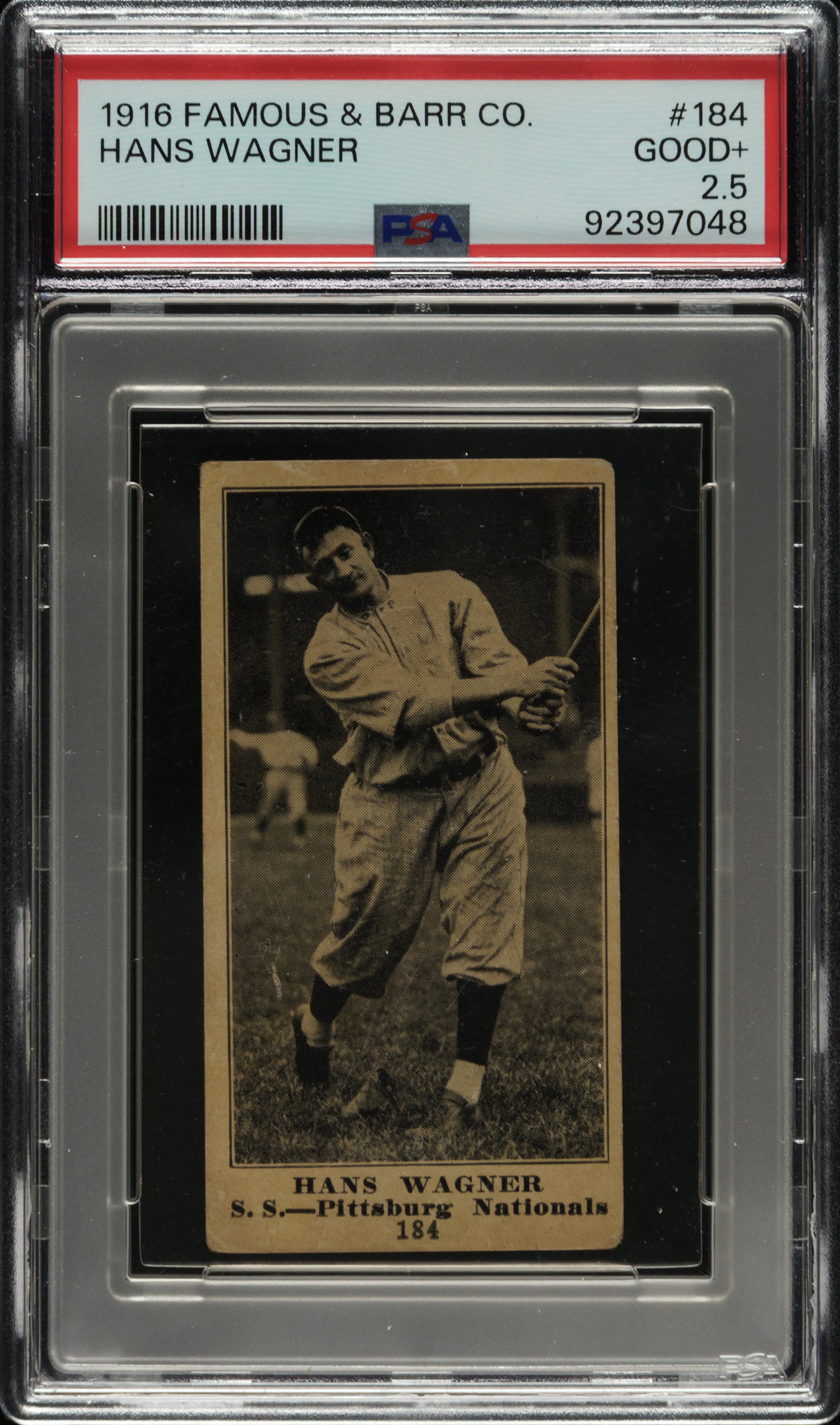 1916 M101-5 Famous and Barr #184 Honus Wagner PSA GOOD+ 2.5