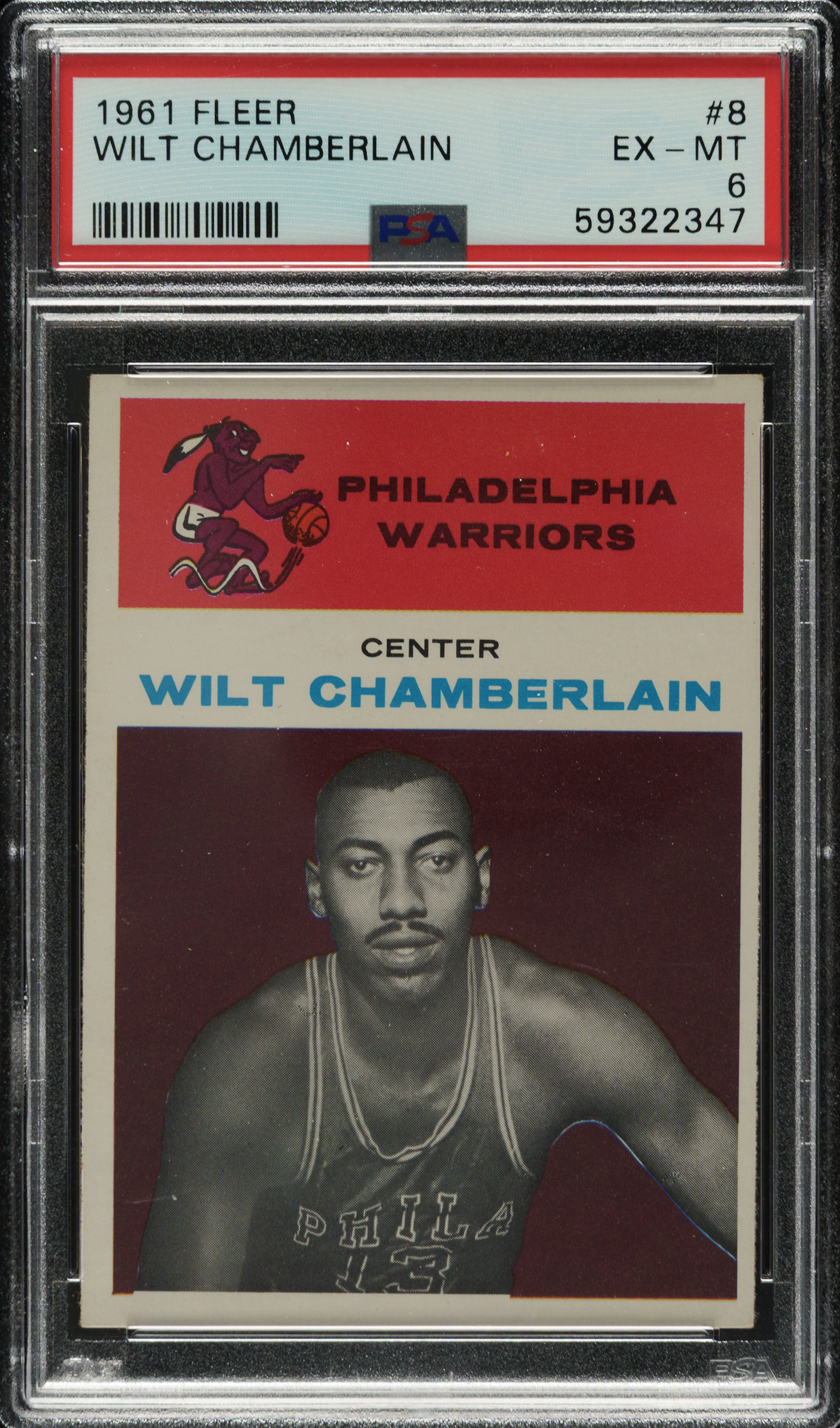 1961-1962 Fleer Basketball #8 Wilt Chamberlain Rookie PSA EX-MT 6