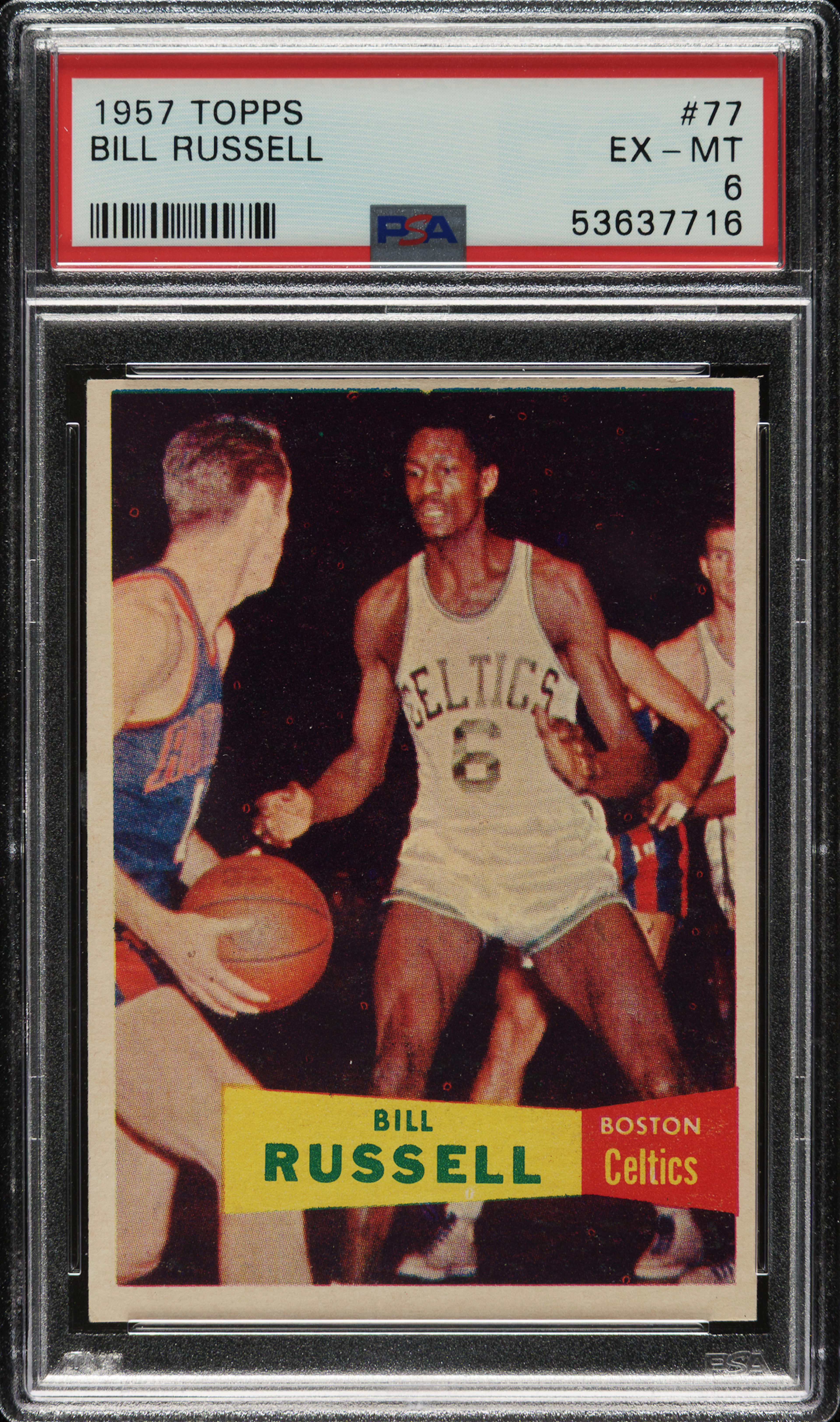 1957-1958 Topps Basketball #77 Bill Russell Rookie PSA EX-MT 6