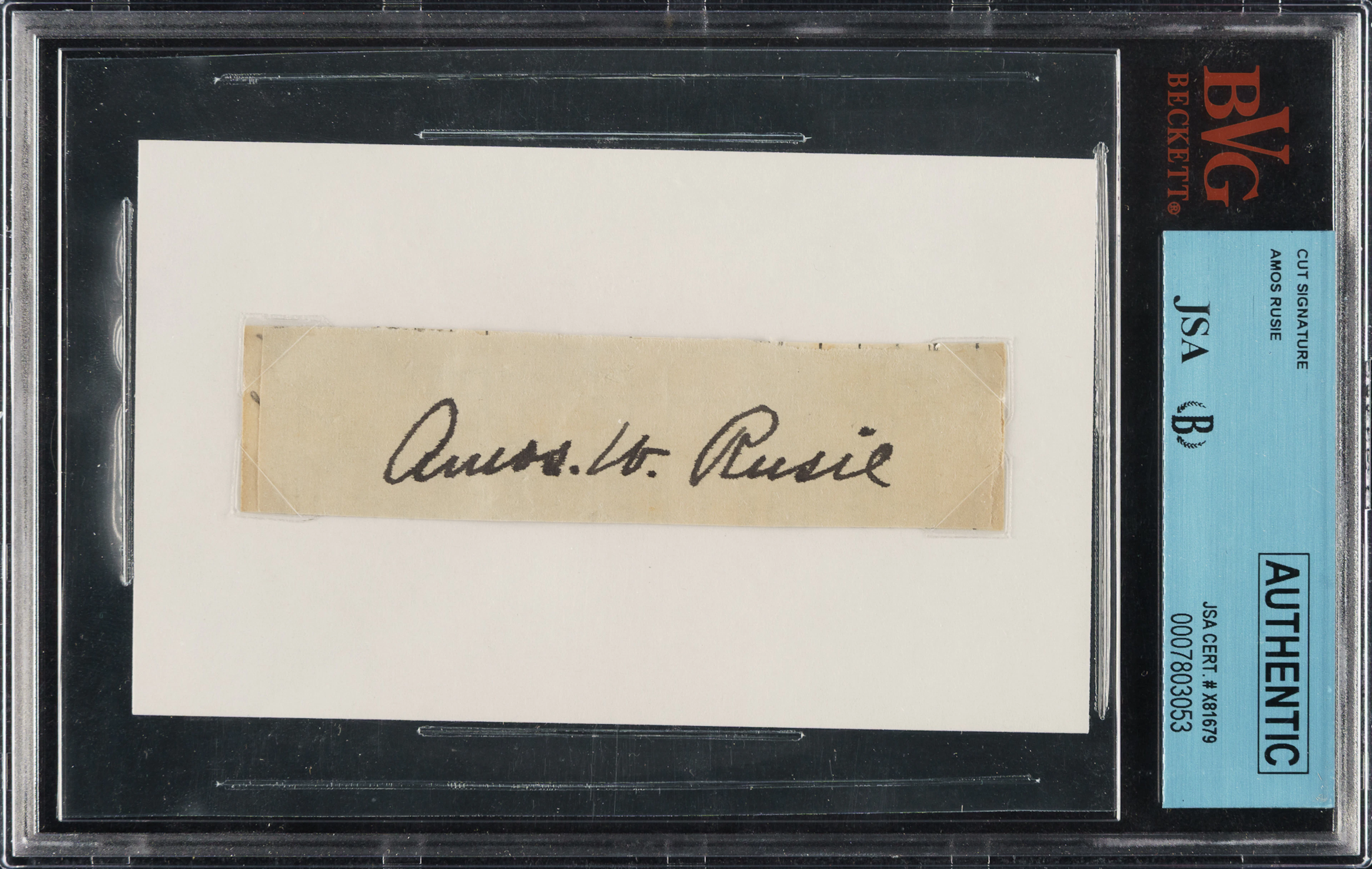 Amos Rusie Cut Signature BVG/JSA NM 7 - Extraordinary Hall of Fame