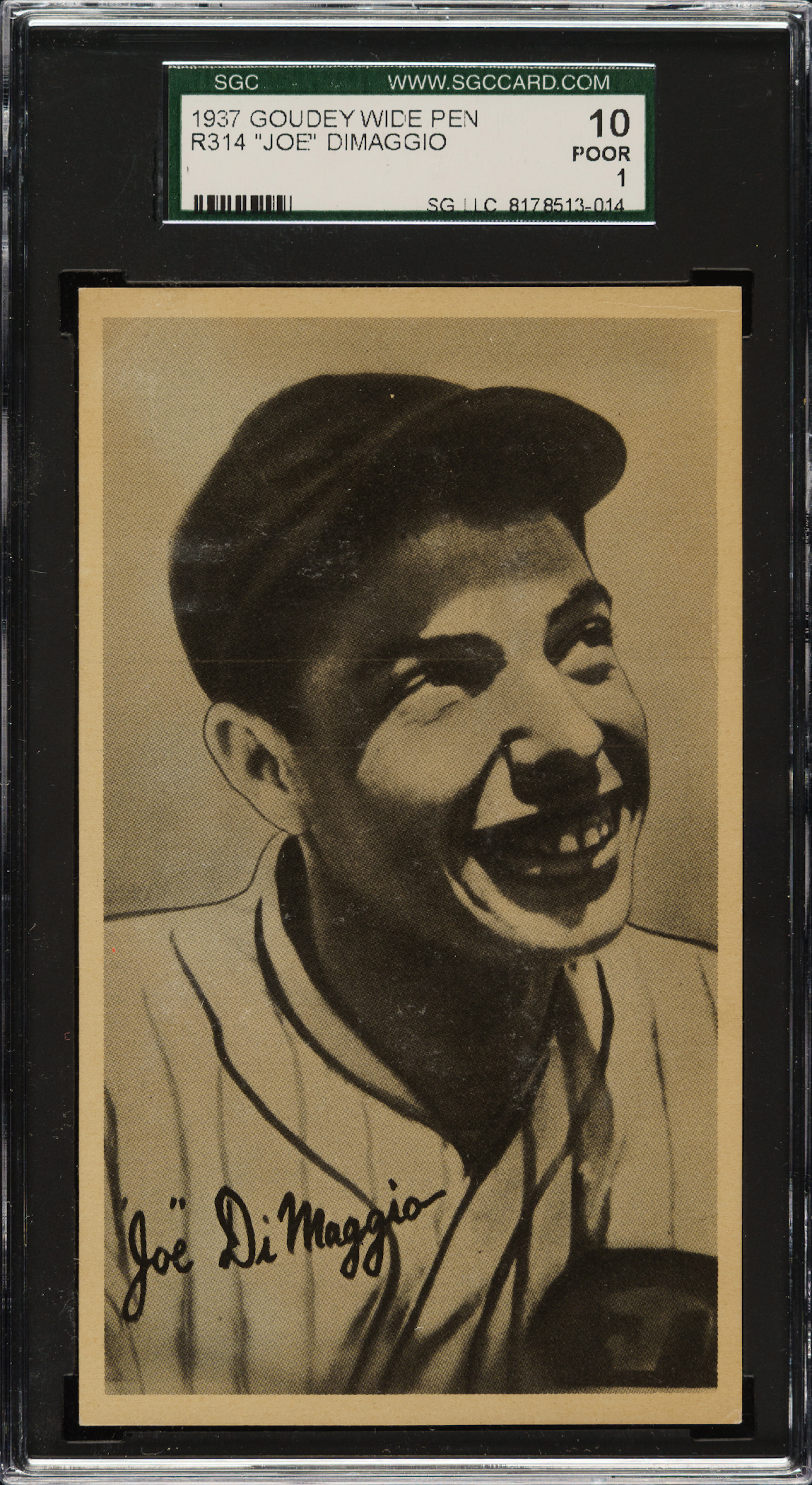 1936 R314 Goudey "Wide Pen" Premium Joe DiMaggio Rookie SGC POOR 10