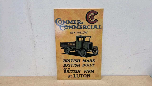 COMMER COMMERCIALS WOODEN HAND PAINTED SIGN 24" X 16"