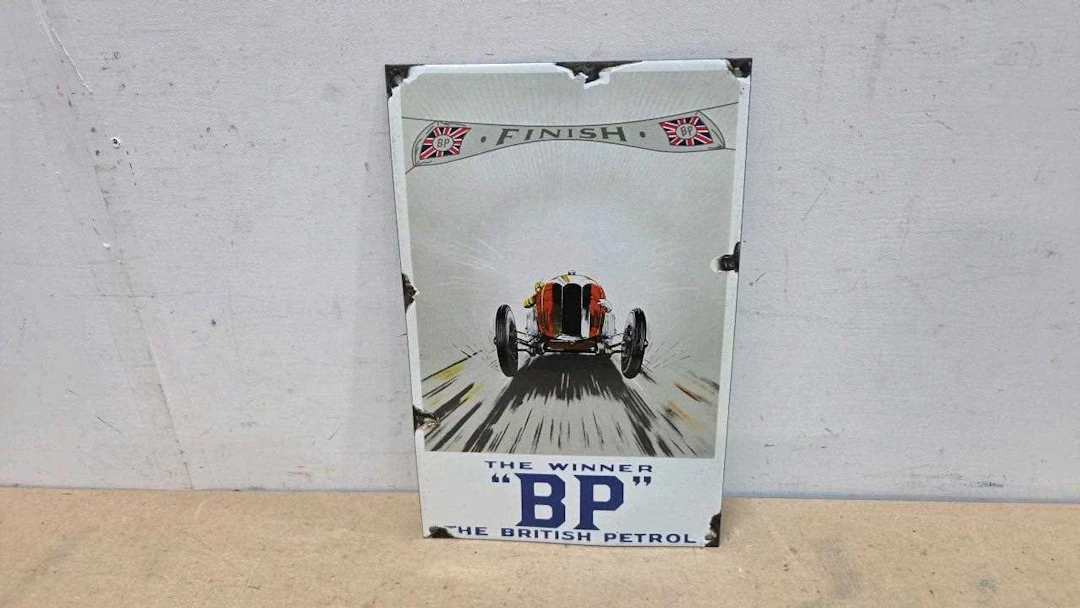 BP THE WINNER REPRO ENAMEL SIGN 15" X 10"