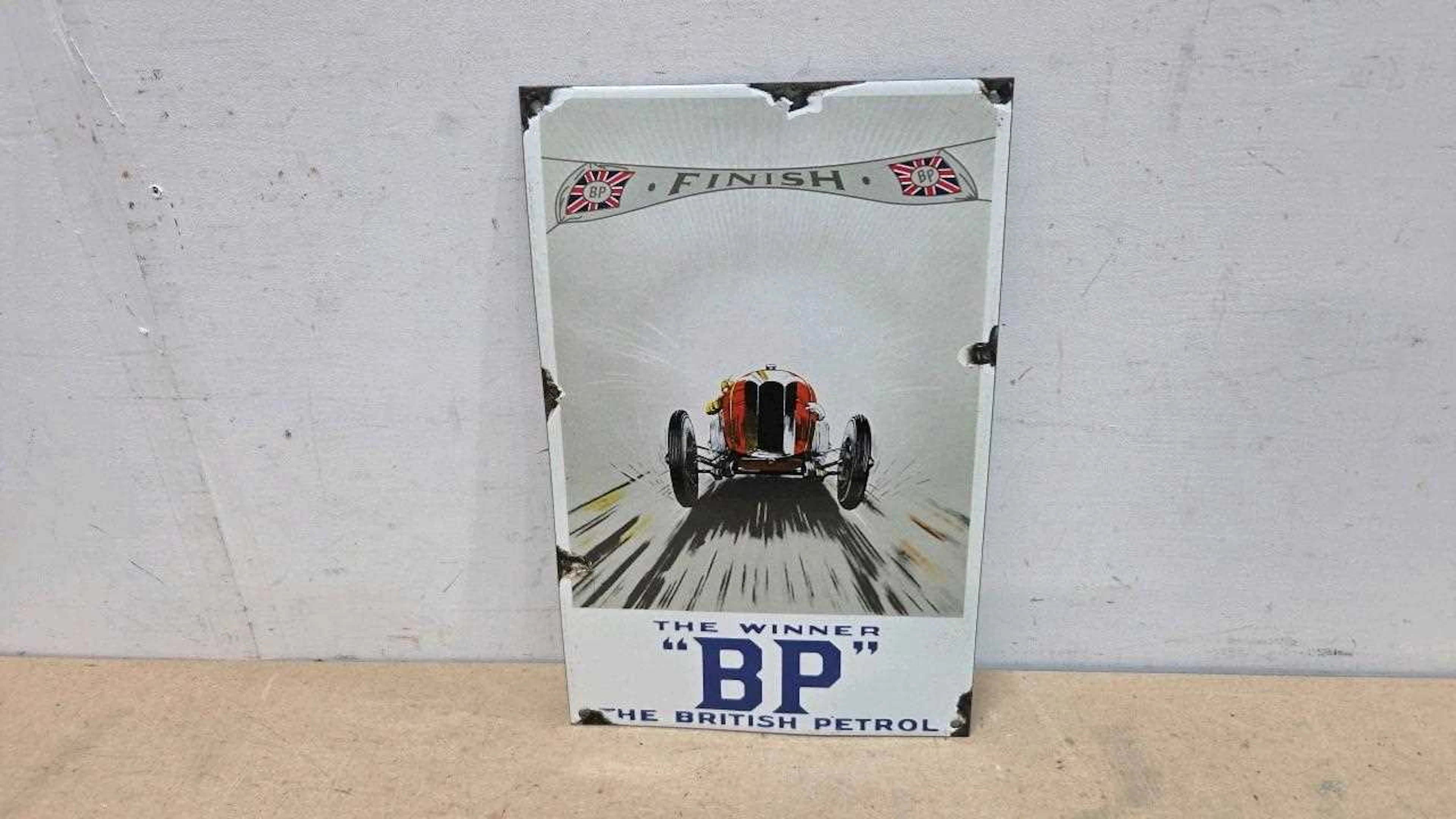 BP THE WINNER REPRO ENAMEL SIGN 15" X 10"