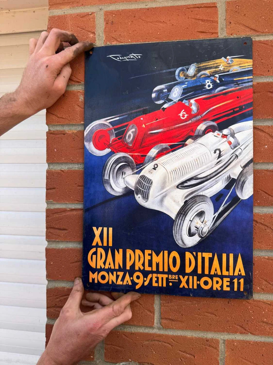 GRAND PRIX REPRO METAL SIGN 18" X 12"