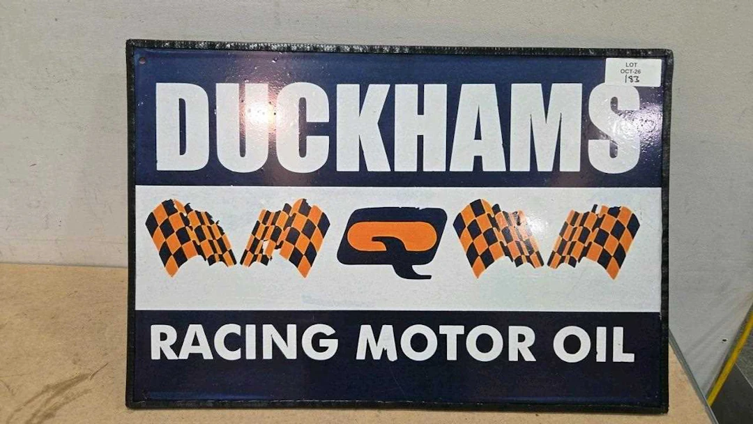 DUCKHAMS RACING MOTOR OIL , REPRO PAINTED SIGN 24" X 16"