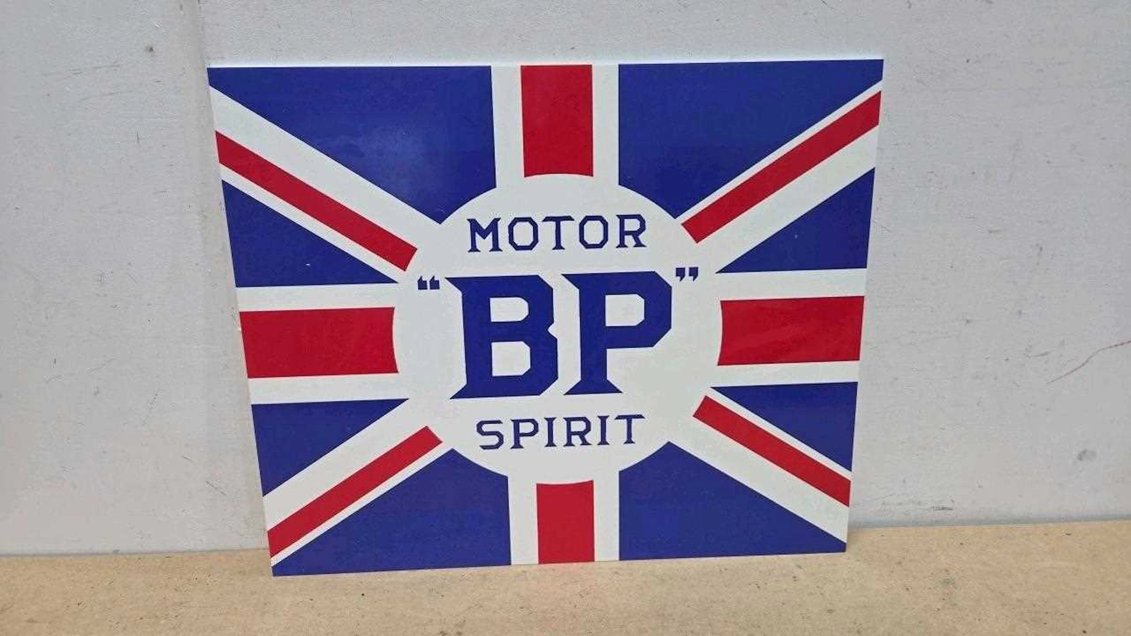BP MOTOR SPIRIT , REPRO PERSPEX SIGN 24" X 20"