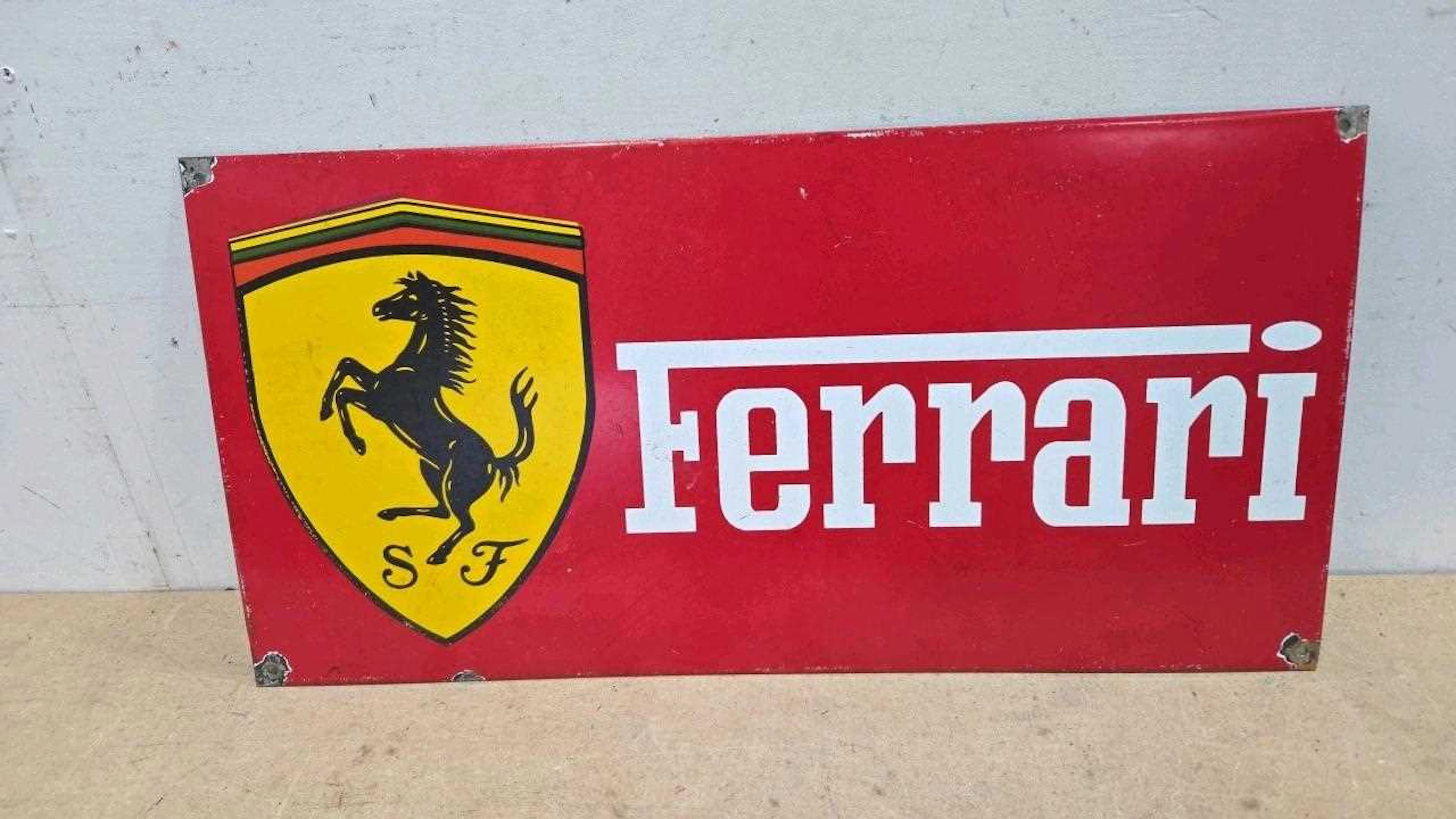 FERRARI REPRO ENAMEL SIGN 24" X 12"