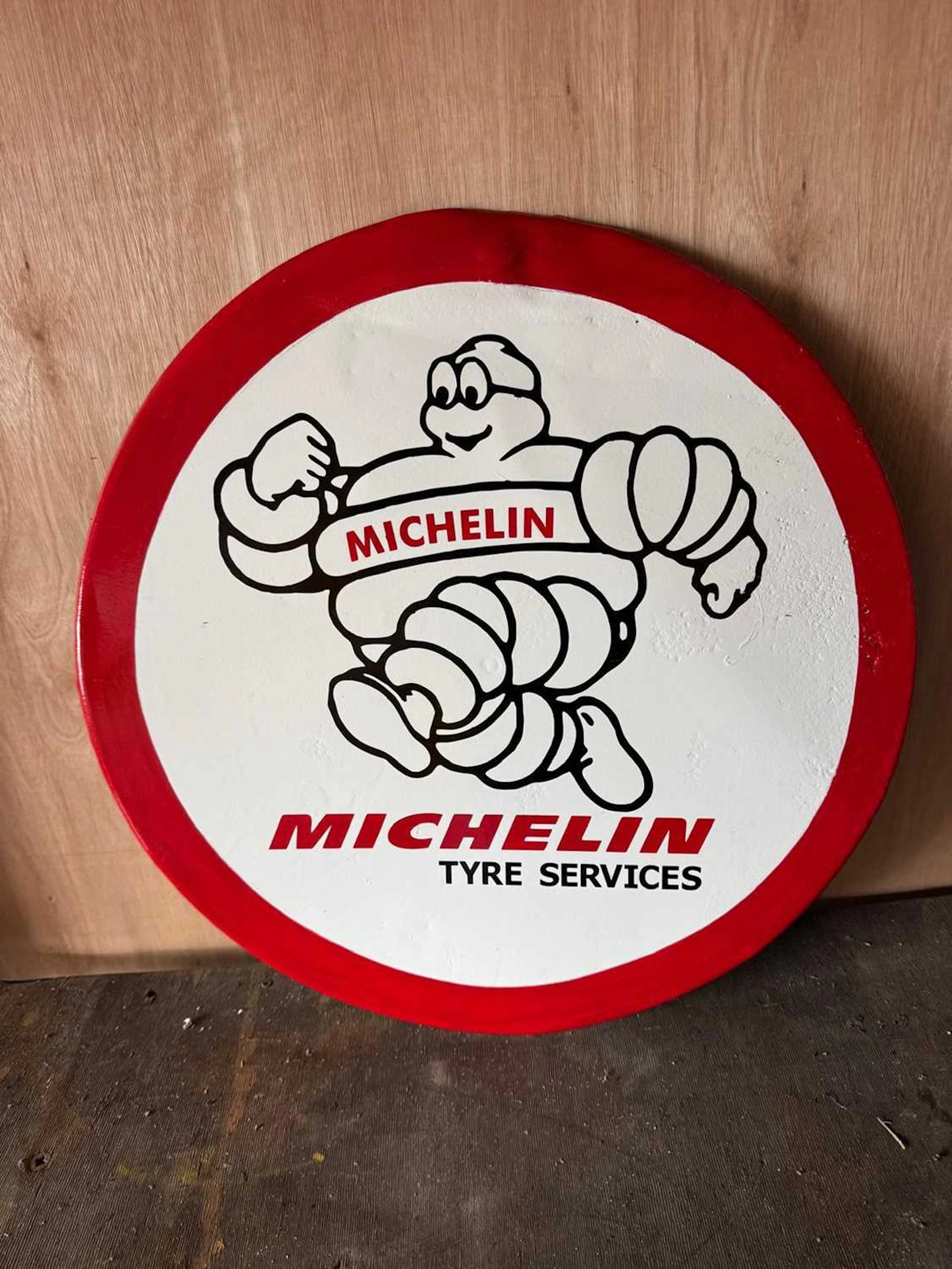 MICHELIN TYRE SERVICE , PAINTED REPRO SIGN 24" DIA