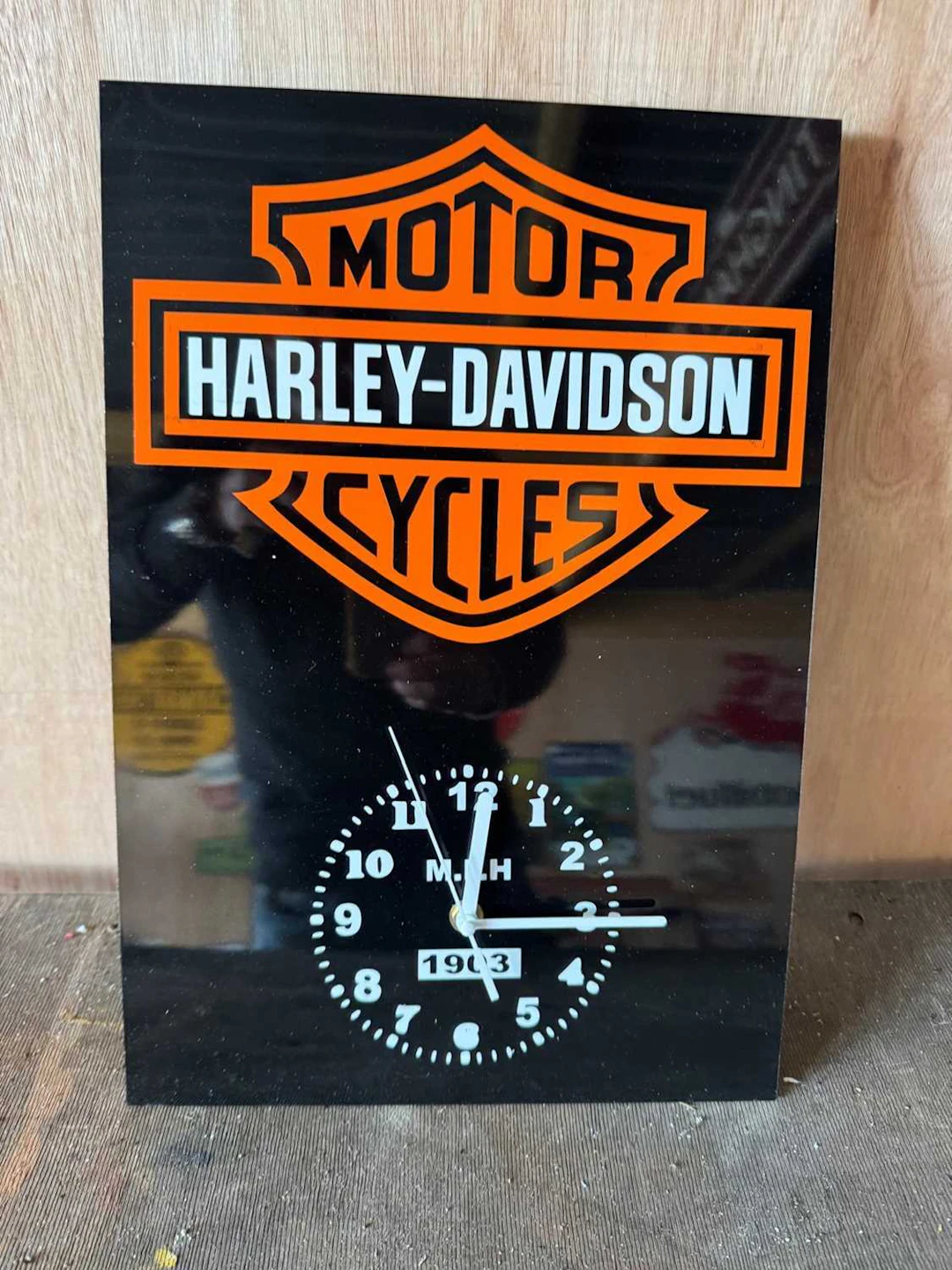 HARLEY DAVIDSON STYLE WALL CLOCK 16" X 11"