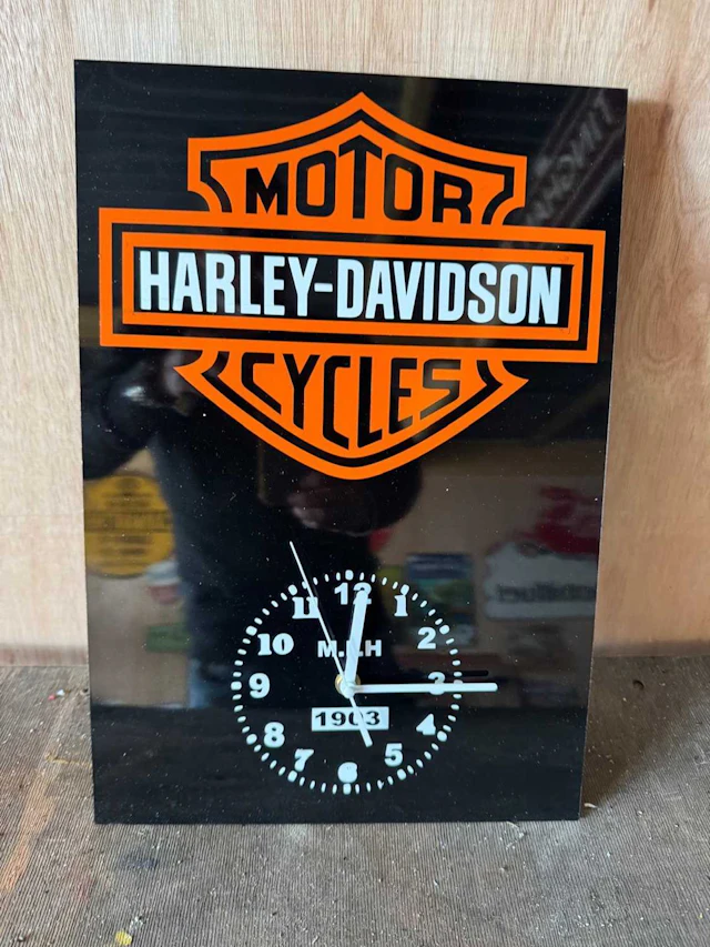 HARLEY DAVIDSON STYLE WALL CLOCK 16" X 11"