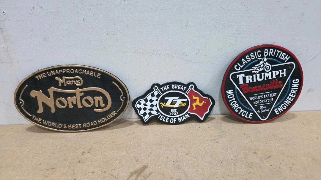 3 X CAST REPRO MOTOR CYCLE SIGNS
