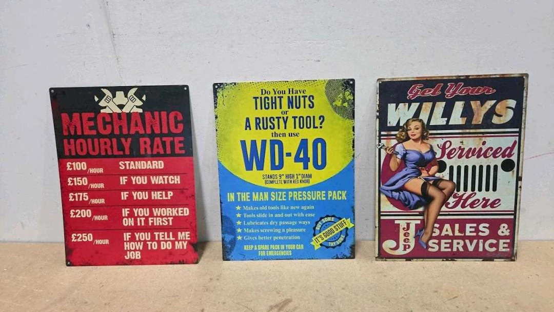 3 X METAL REPRO SIGNS 16" X 12"