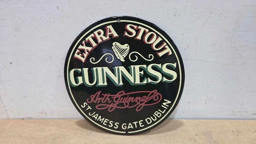 GUINNESS EXTRA STOUT REPRO ENAMEL SIGN 12" DIA