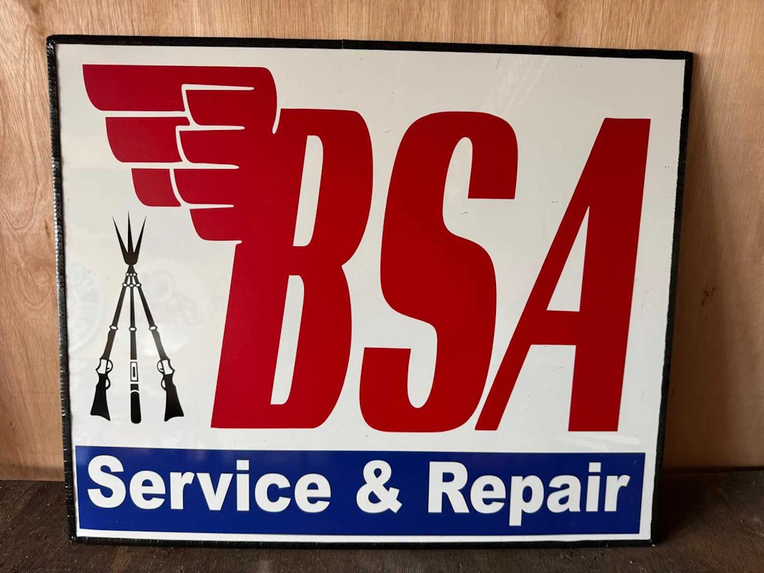 BSA SERVICE & REPAIR , PLASTIC REPRO SIGN 25" X 21"