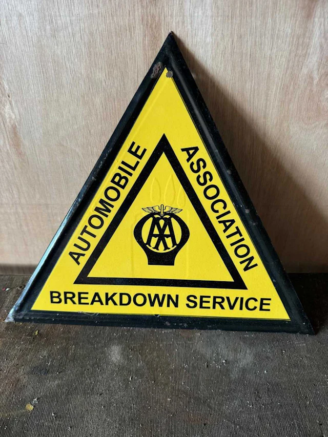AA BREAKDOWN SERVICE , PAINTED REPRO SIGN 16" X 14"