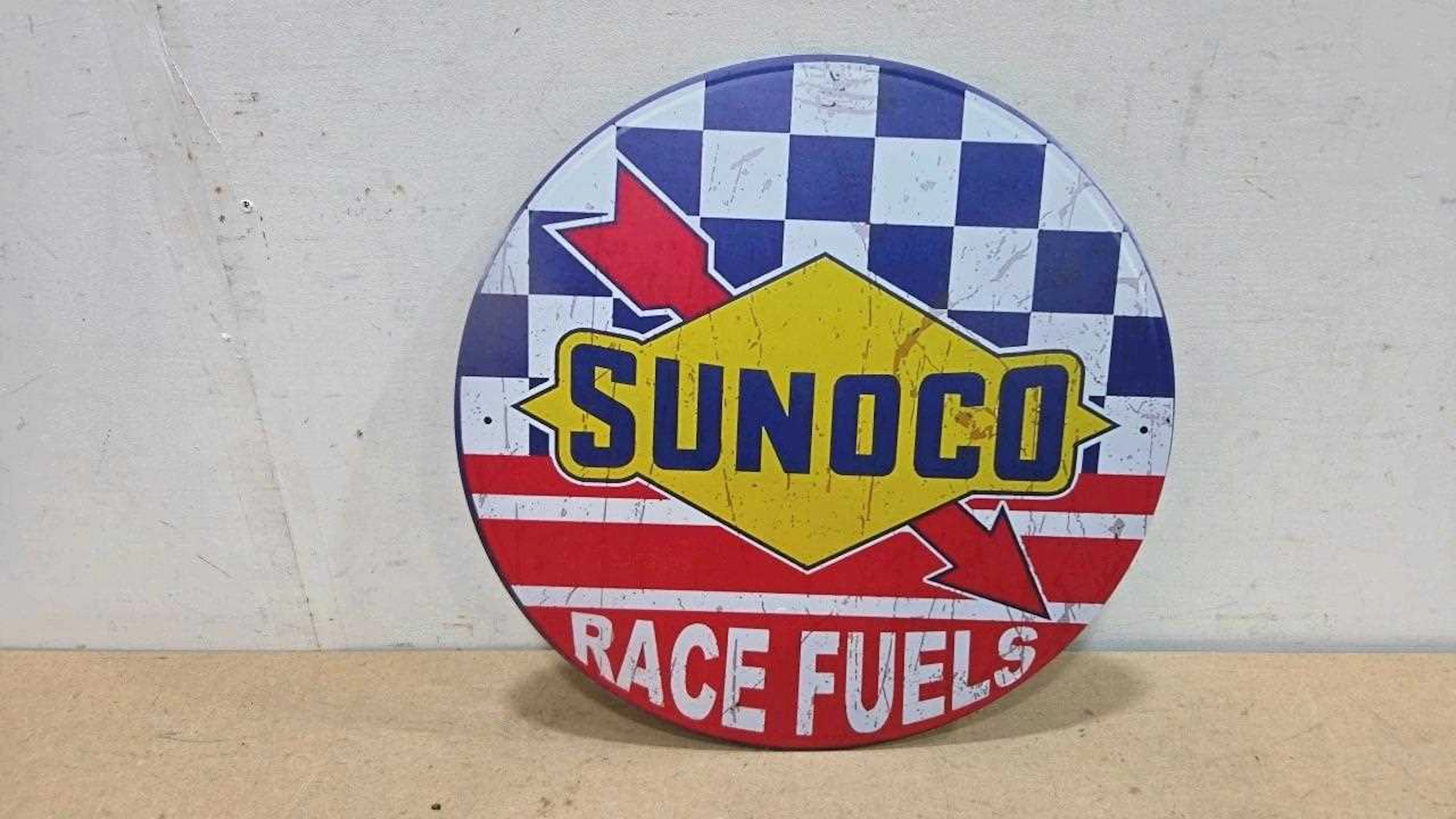 SUNOCO RACE FUEL PRINTED REPRO SIGN 17" DIA