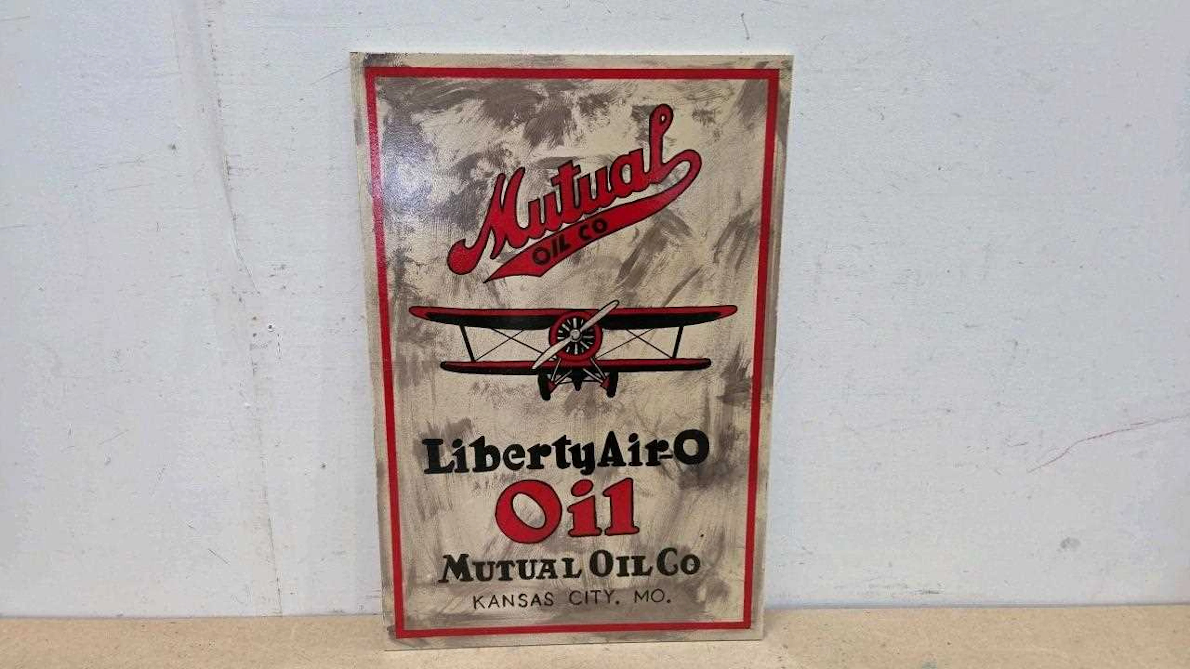 MUTUAL OIL WOODEN HAND PAINTED SIGN 24" X 16"
