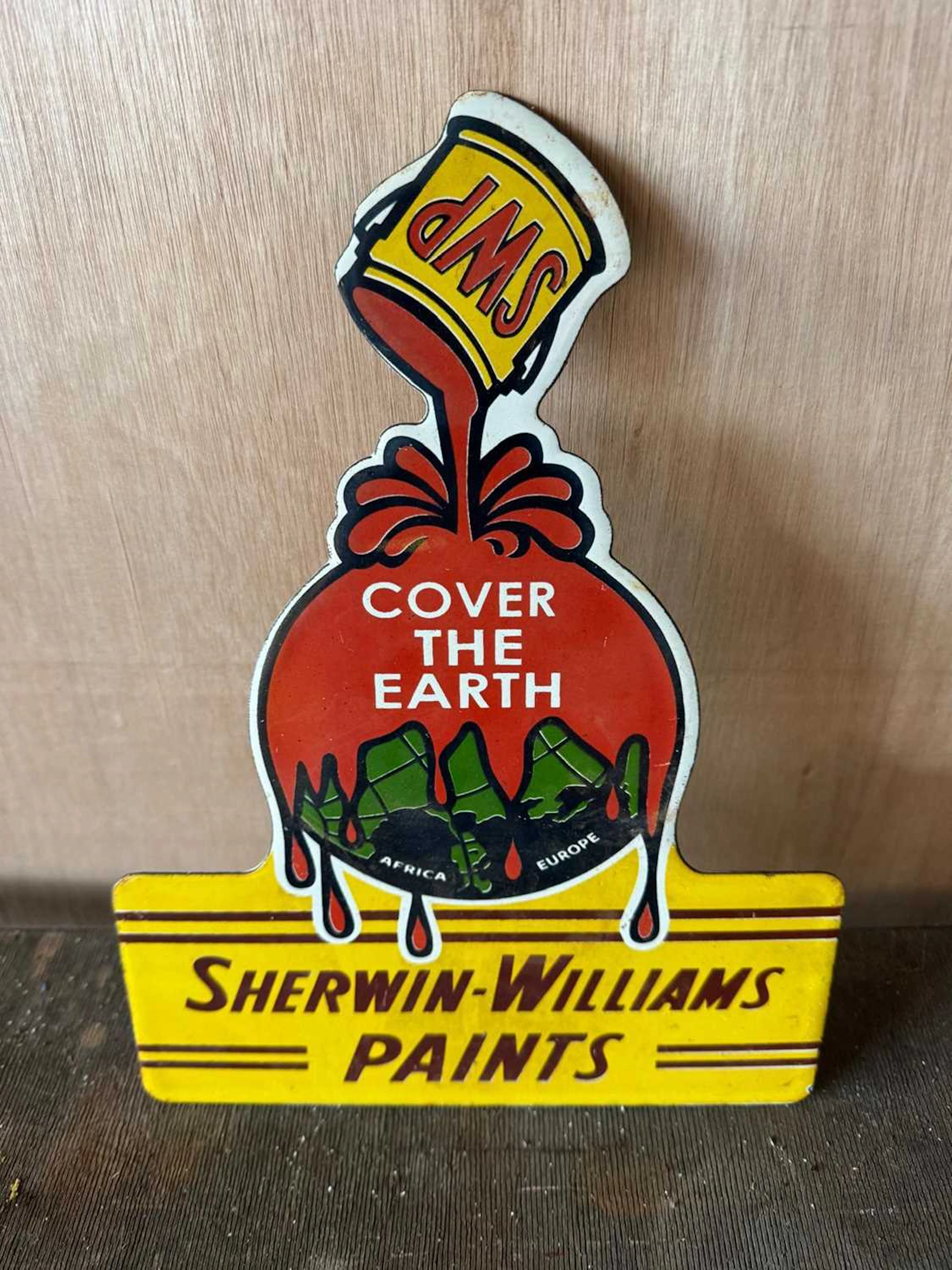 COVER THE EARTH ENAMEL REPRO SIGN 12" X 9"