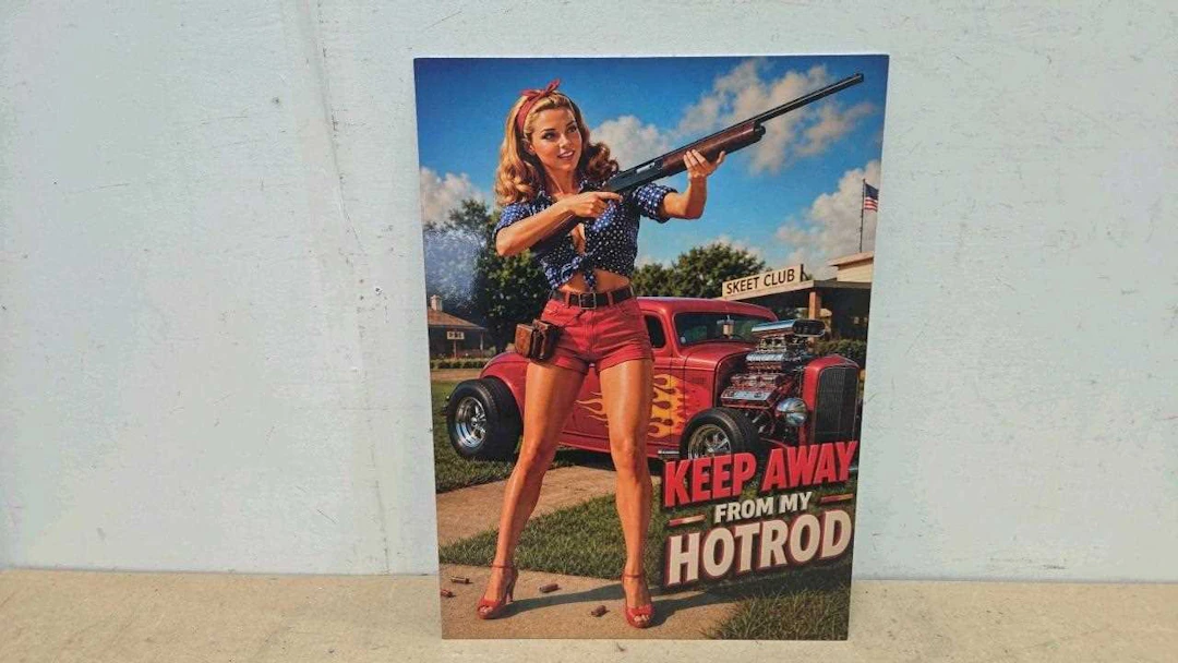 KEEP AWAY FROM MY HOT ROD , STEEL REPRO SIGN 22" X 16"