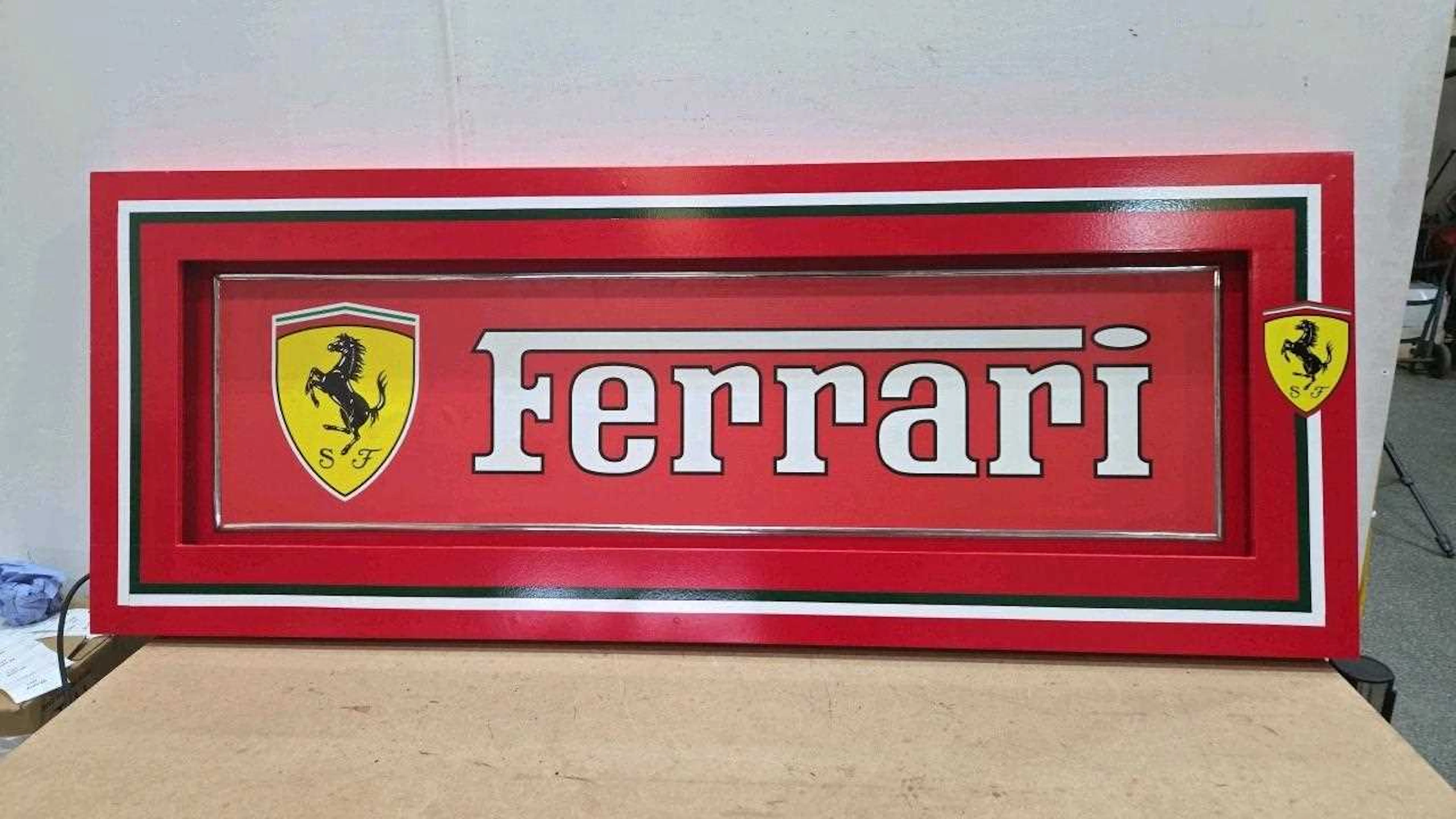 LARGE ILLUMINATED FERRARI SIGN 62" X 23"