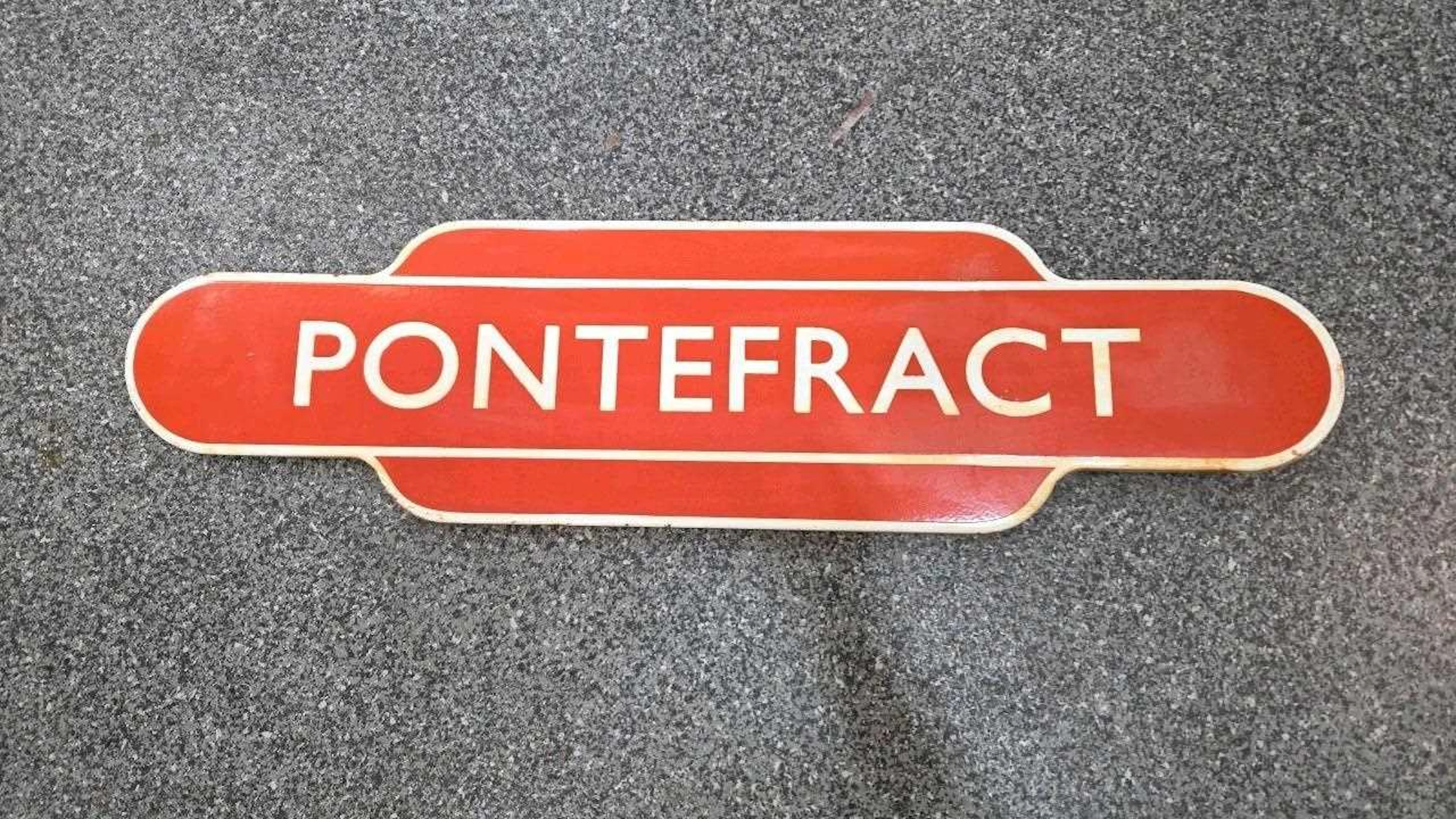 PONTEFRACT RAILWAY STATION , REPRO ENAMEL SIGN 36" X 10"