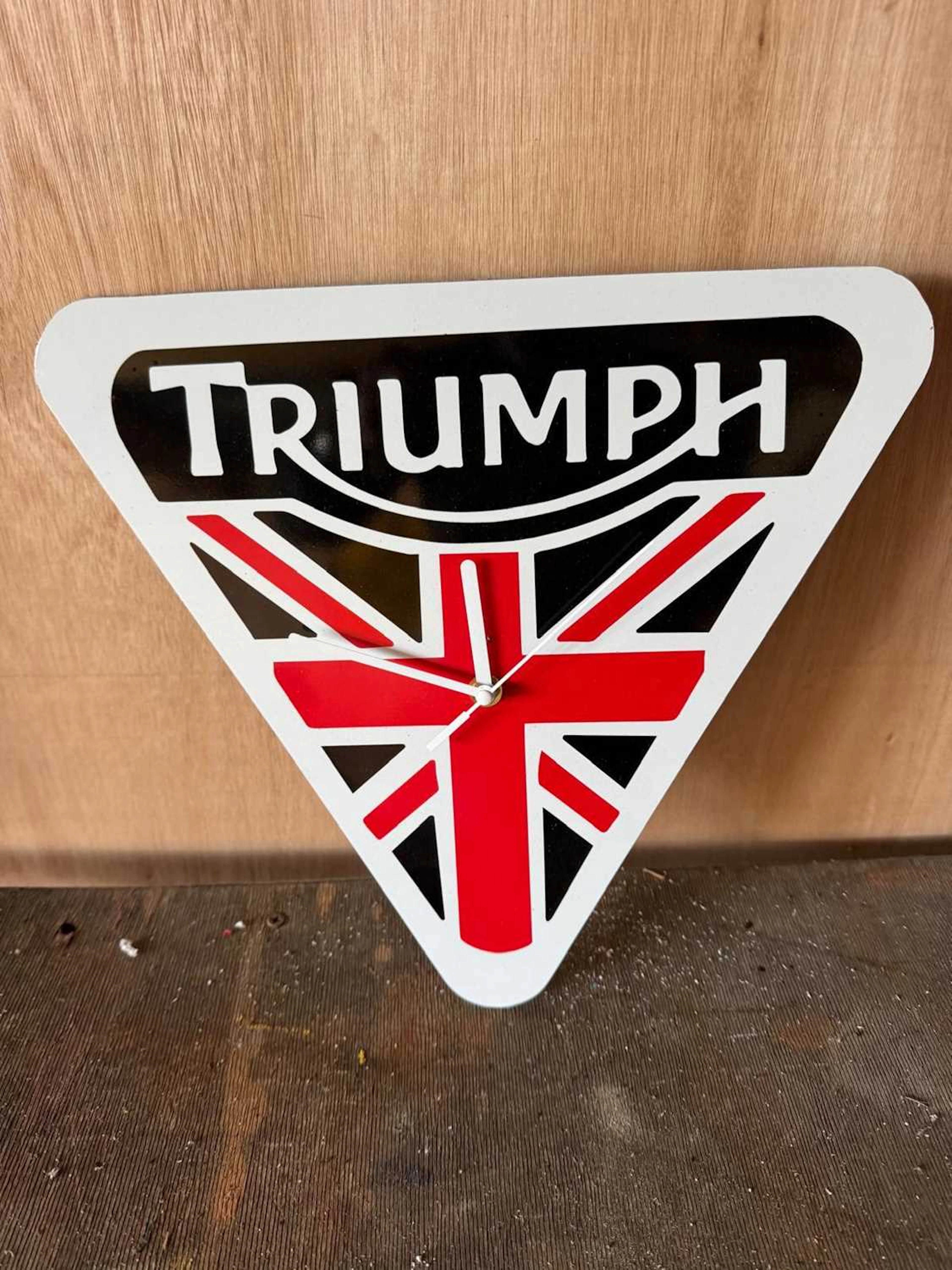 TRIUMPH STYLE WALL CLOCK 14" X 12"