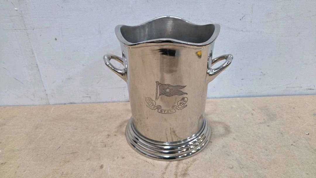 "WHITE STAR LINE " REPRO CHAMPAGNE ICE BUCKET 9" X 7"