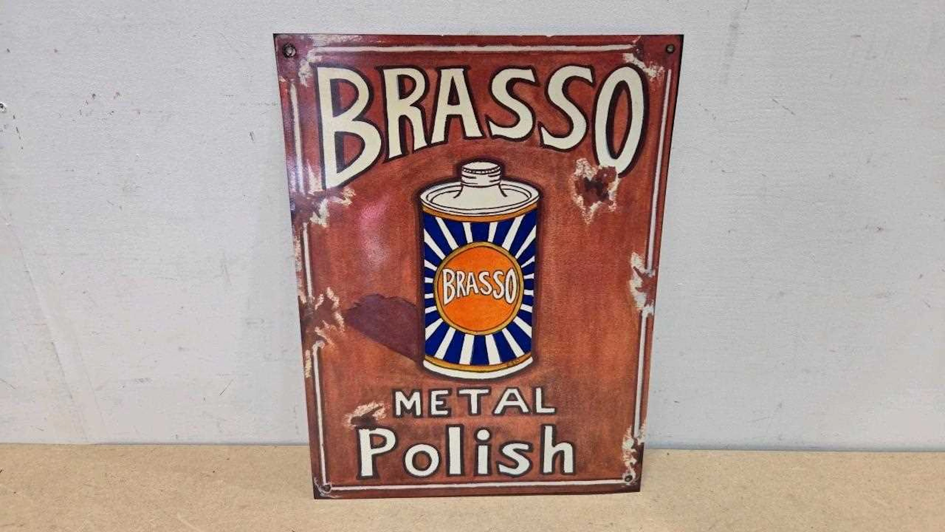 BRASSO METAL POLISH REPRO TIN SIGN 16" X 10"