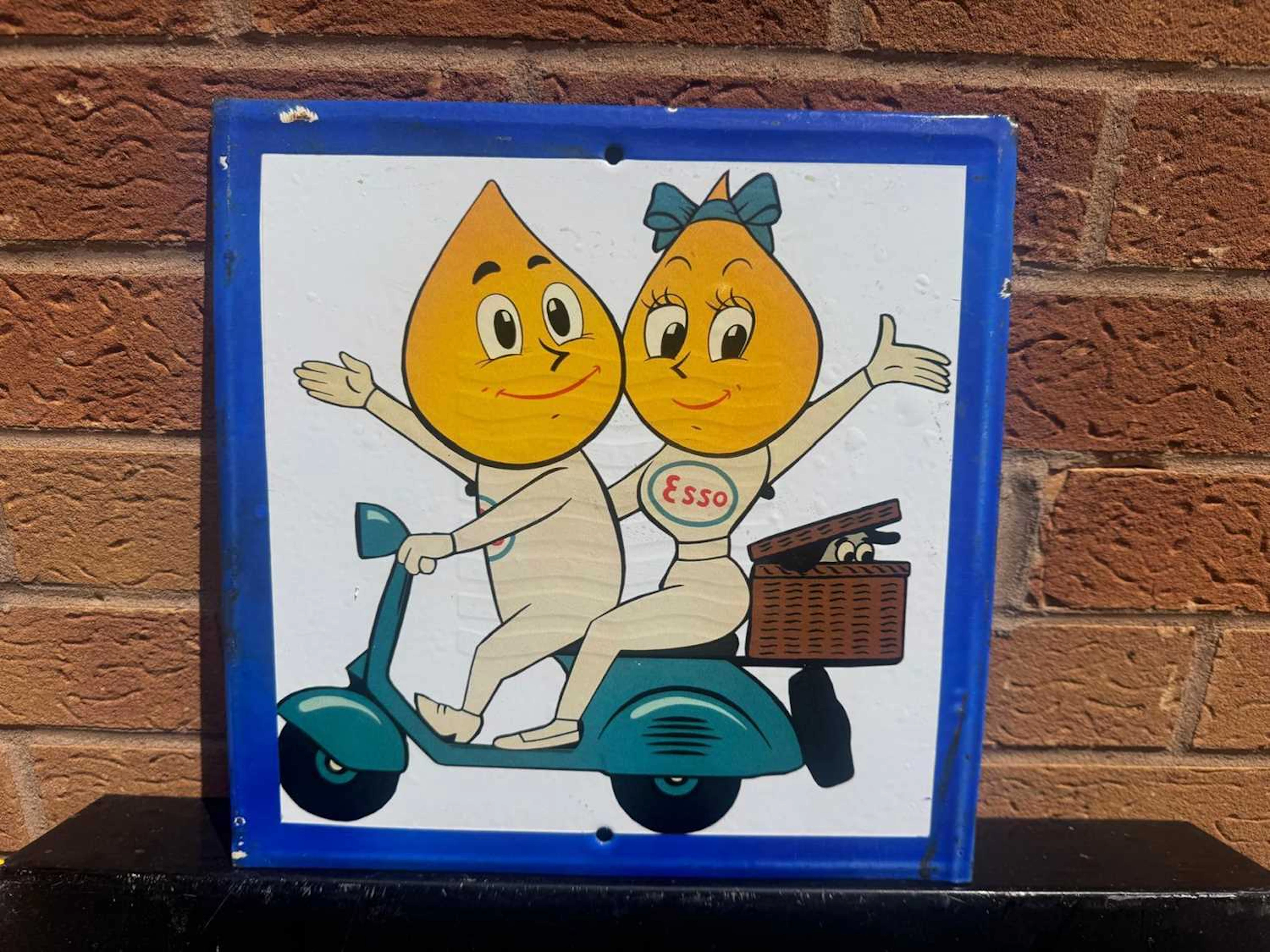MR & MRS DRIP ON A SCOOTER , PAINTED SIGN 12" X 12"