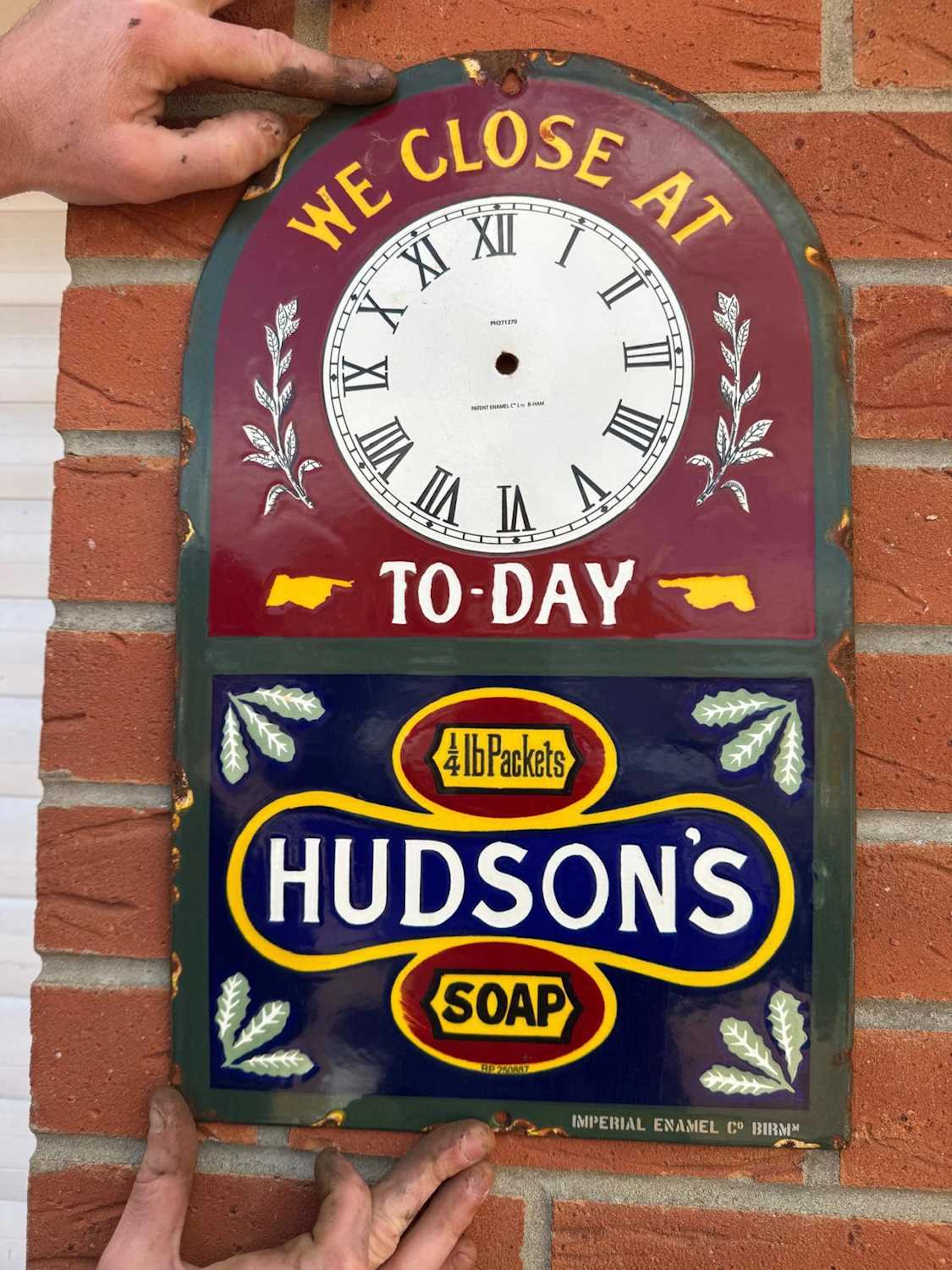 HUDSON'S SOAP ENAMEL REPRO SIGN 18" x 11"
